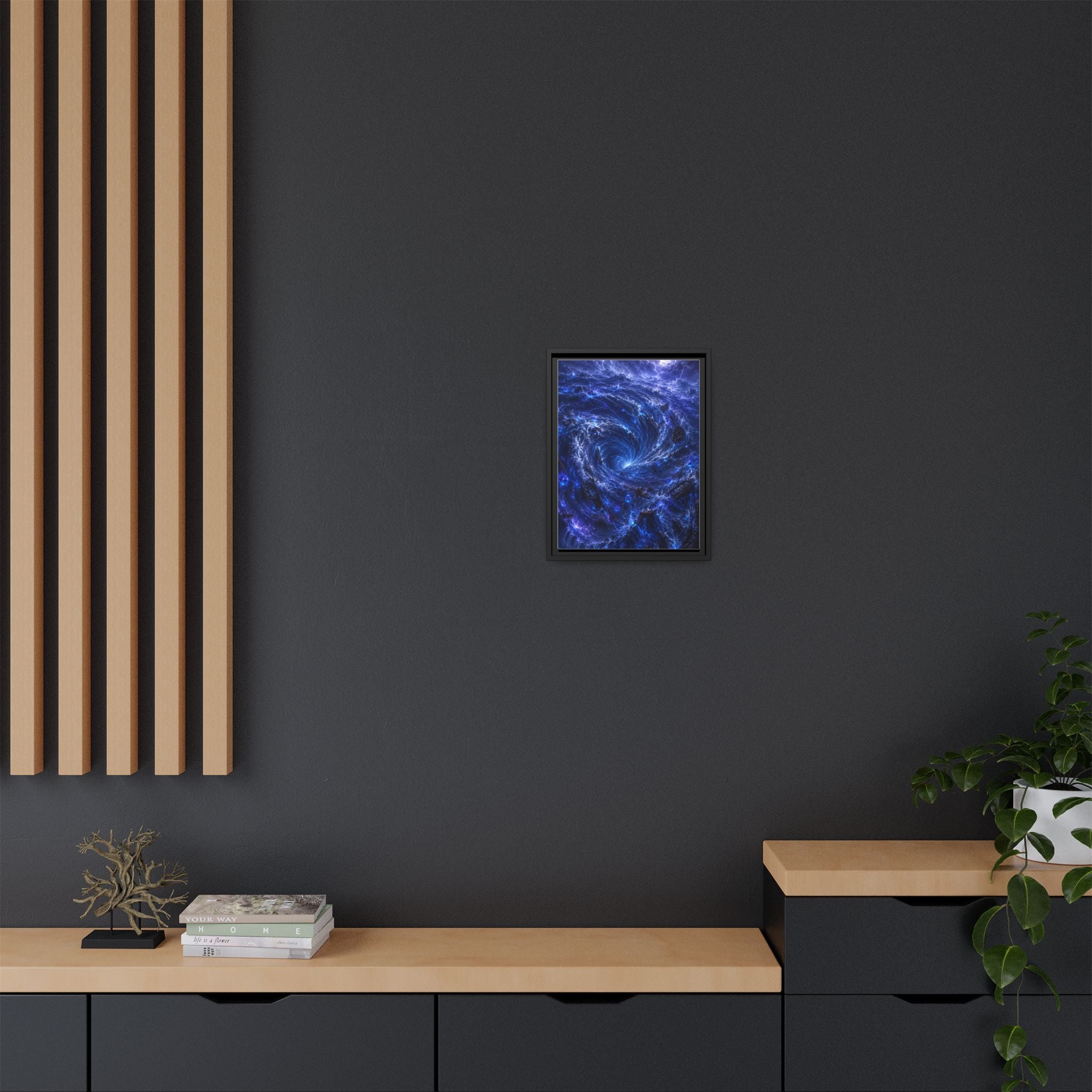 Framed Matte Canvas - Blue Cosmic Vortex Wall Art