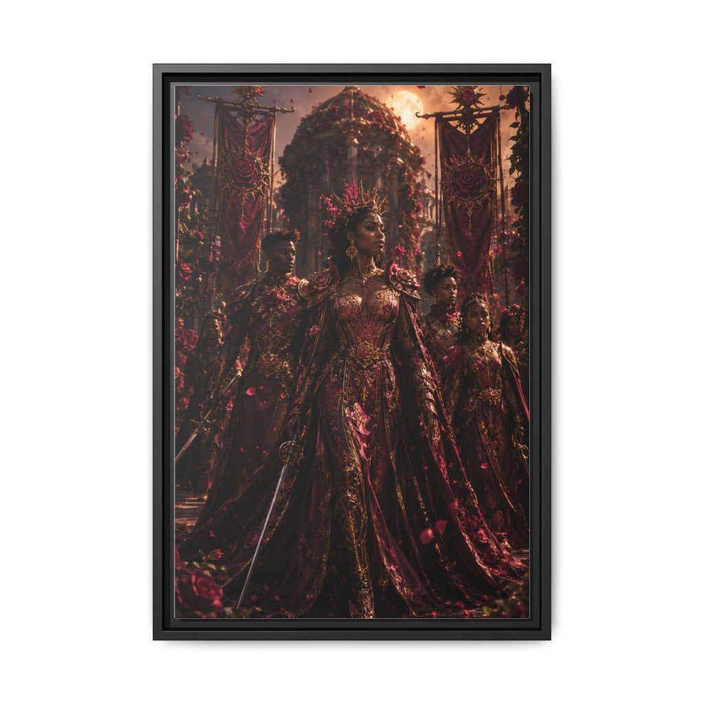 Framed Matte Canvas Art — Regal Fantasy Queen Portrait