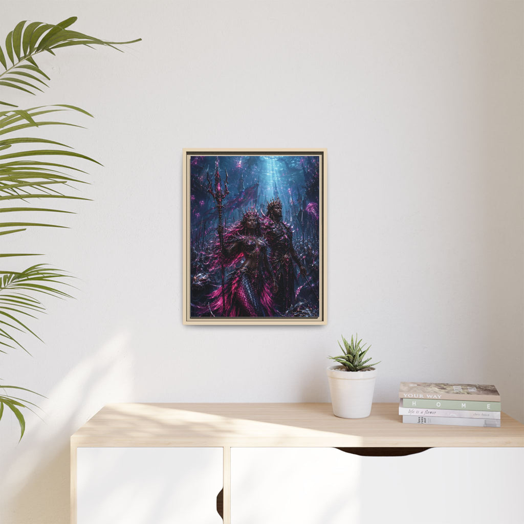 Framed Matte Canvas Print — Mystical Underwater King & Queen Artwork