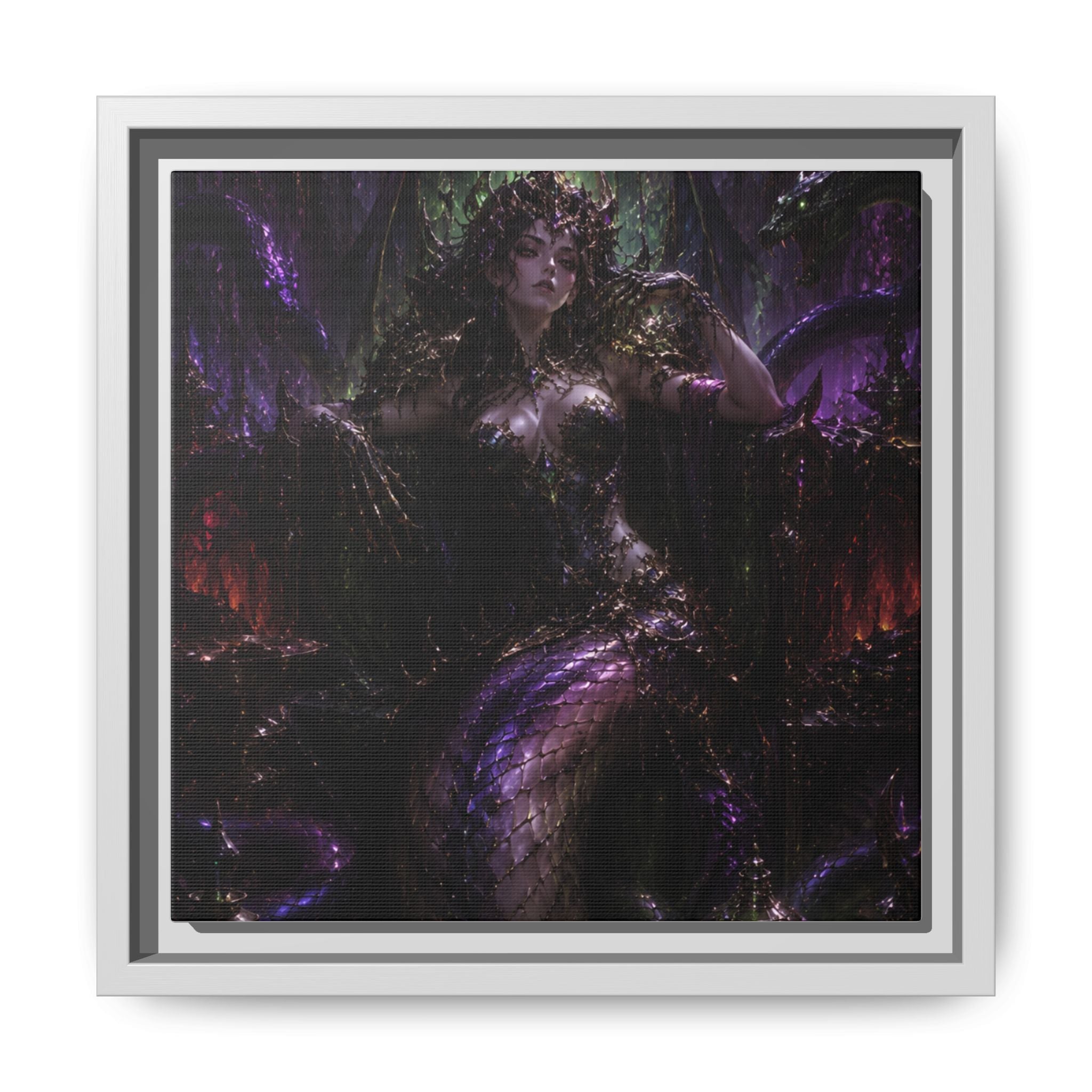 Dark Fantasy Goddess Matte Canvas Print — Framed Multi‑Color Wall Art