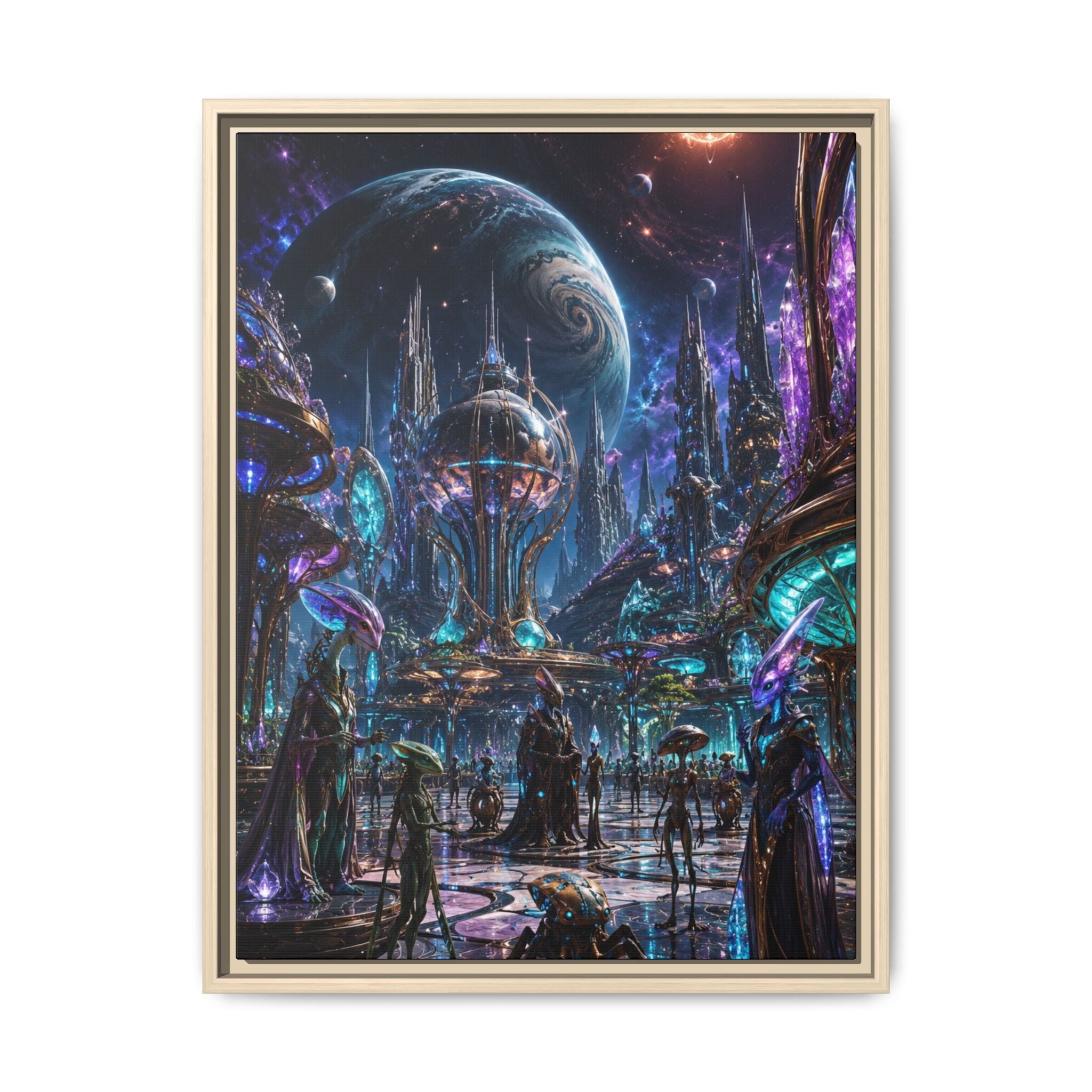 Fine Art Paper Print - Neon Sci‑Fi Cityscape Wall Art