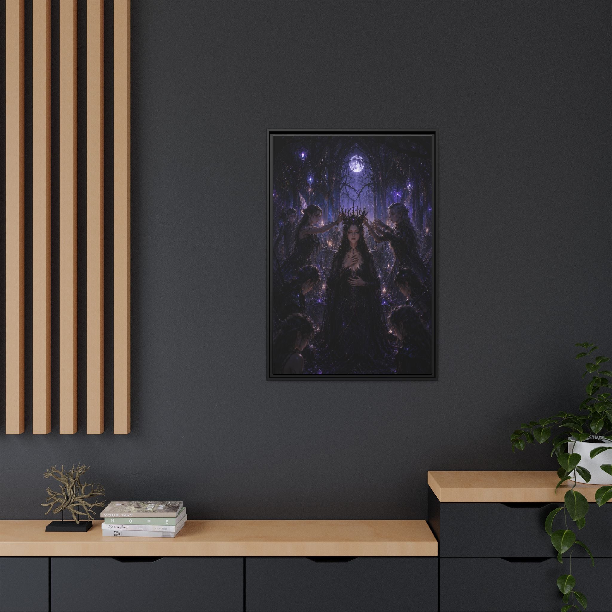 Gothic Moon Queen Framed Canvas Print