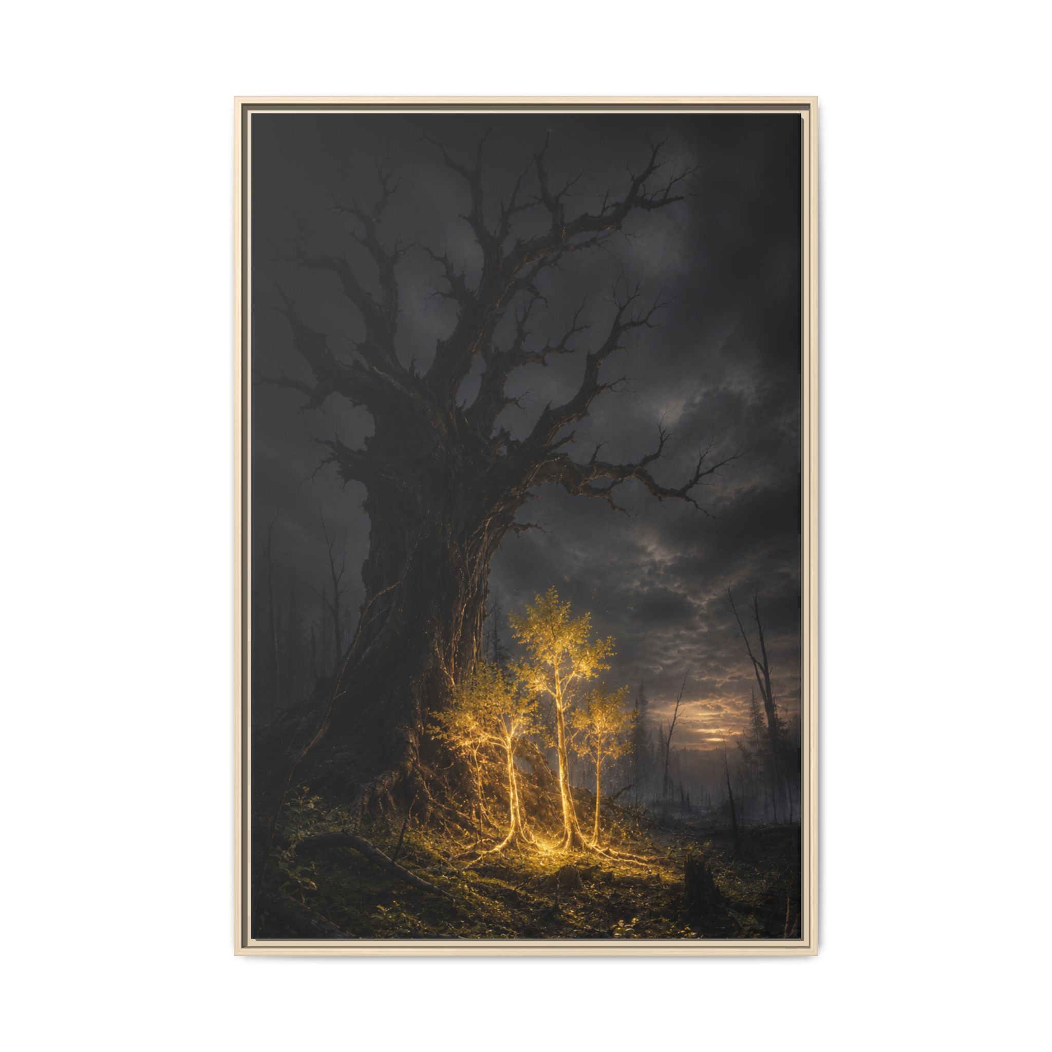 Framed Matte Canvas — Glowing Enchanted Tree Wall Art