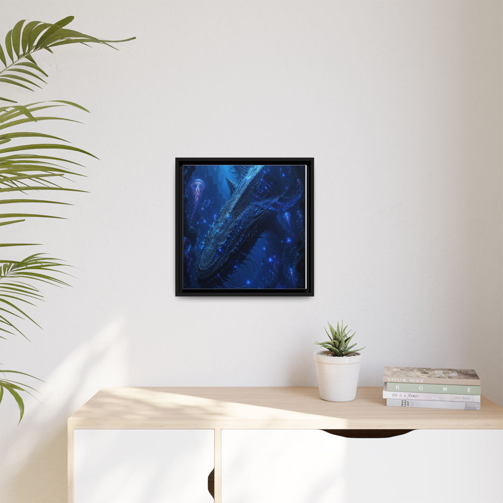 Framed Matte Canvas Art - Deep Sea Leviathan Fantasy Print