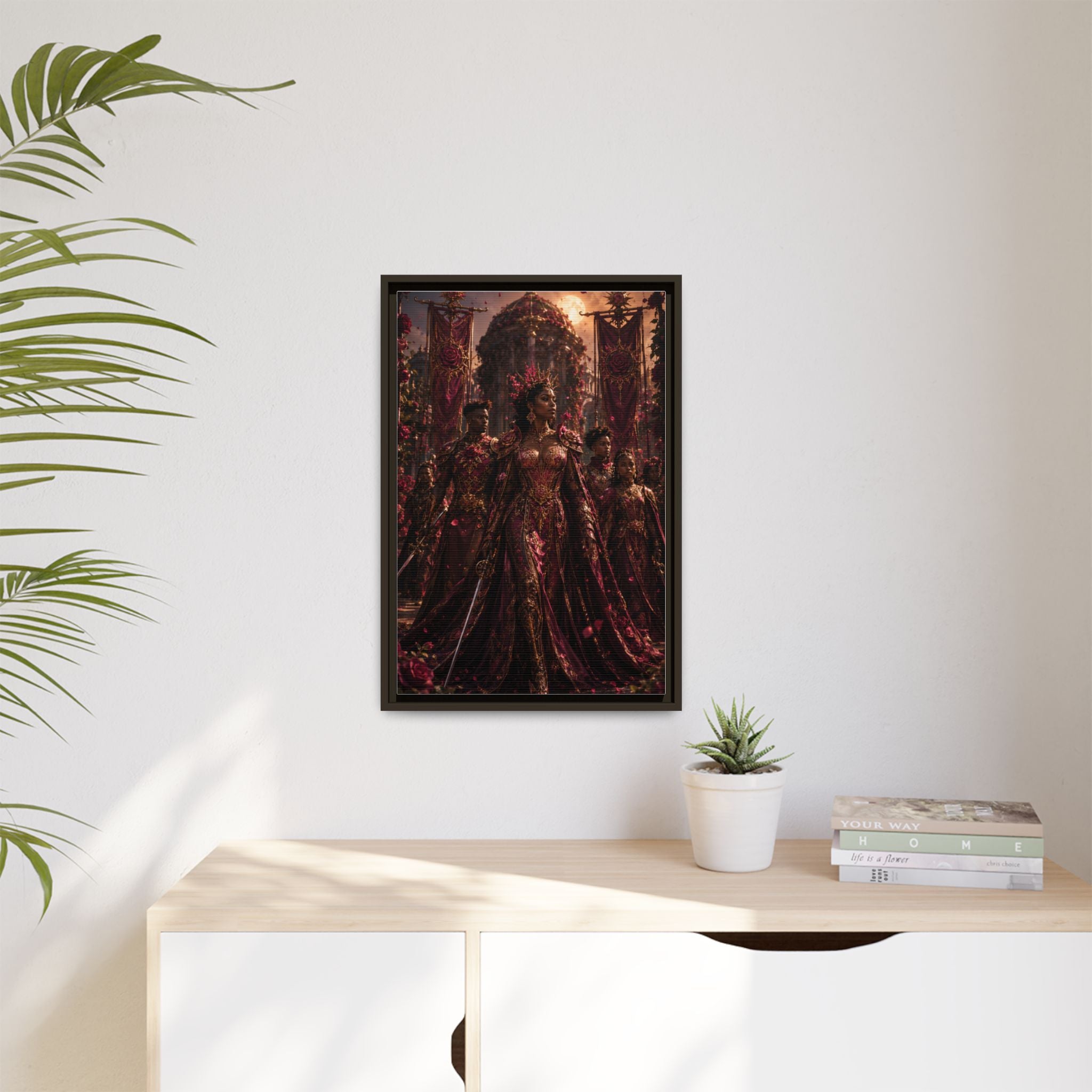 Framed Matte Canvas Art — Regal Fantasy Queen Portrait