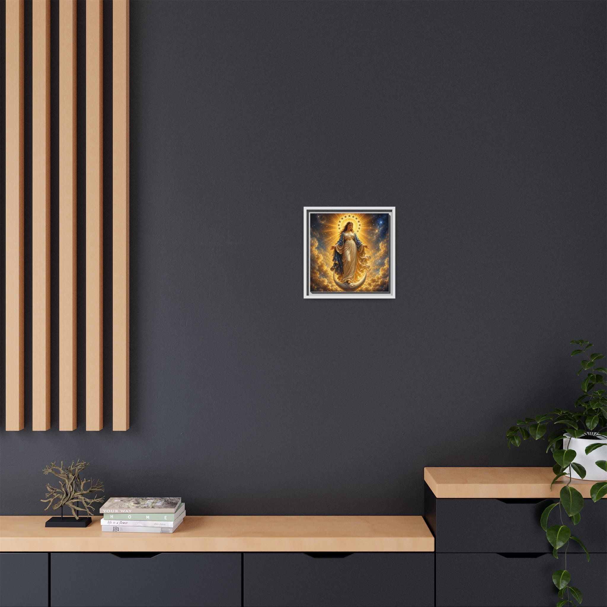 Madonna and Childlike Grace Framed Matte Canvas – Radiant Virgin Mary Wall Art