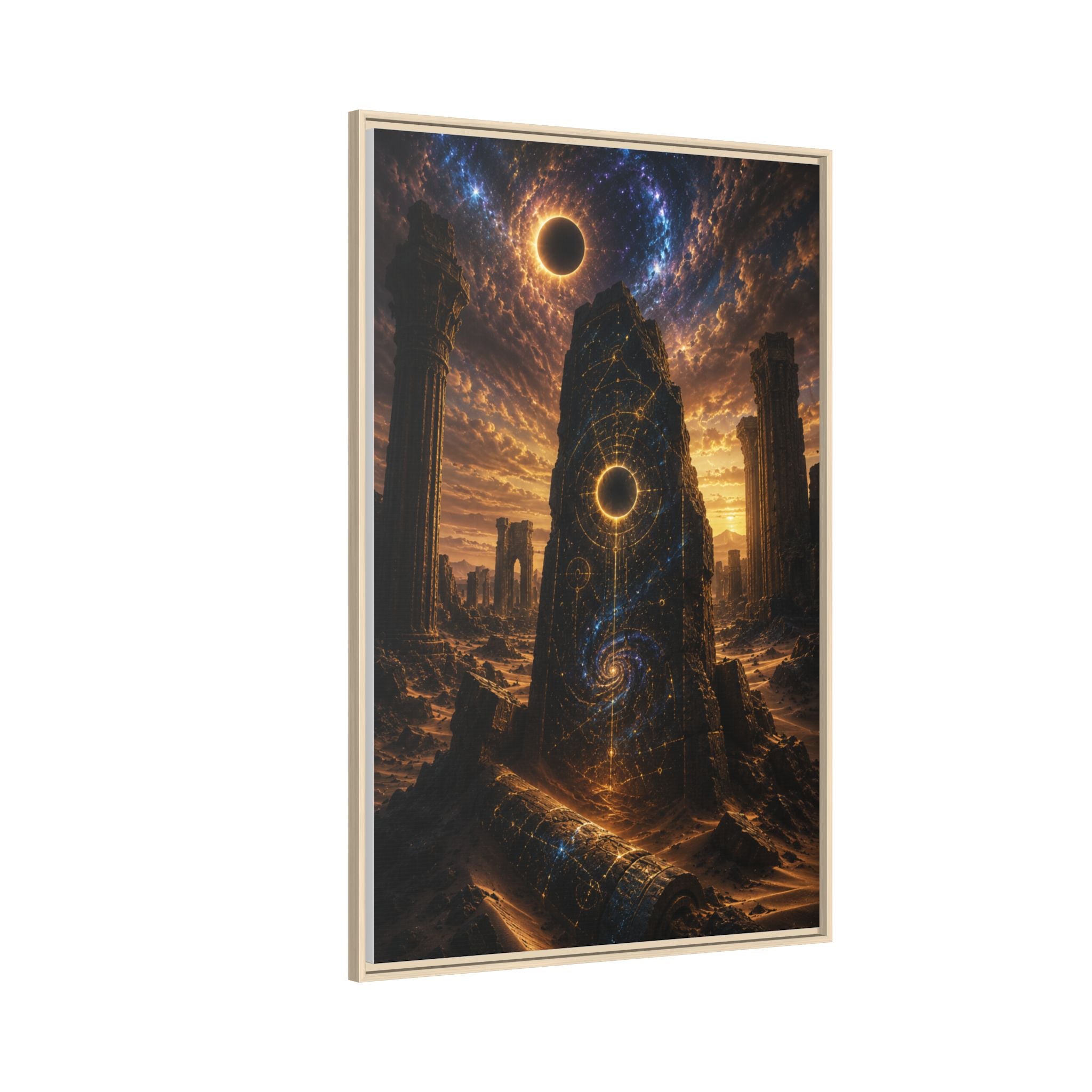 Framed Matte Canvas - Cosmic Obelisk Fantasy Wall Art