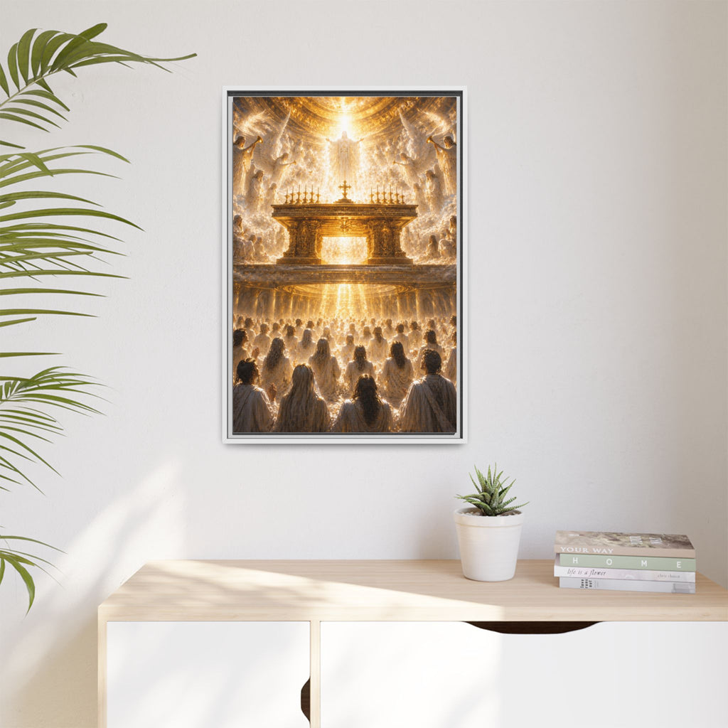 Heavenly Altar Matte Canvas Framed Wall Art — Spiritual Church Scene