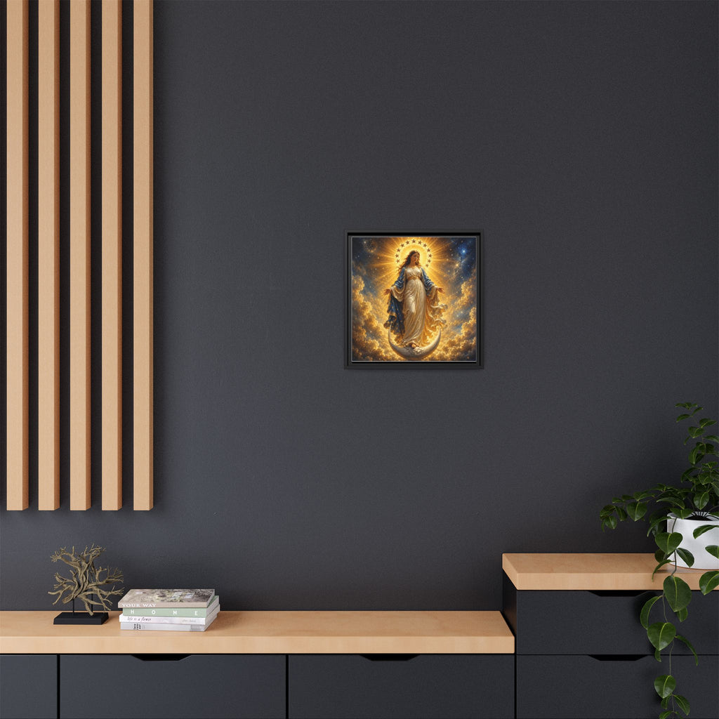 Madonna and Childlike Grace Framed Matte Canvas – Radiant Virgin Mary Wall Art