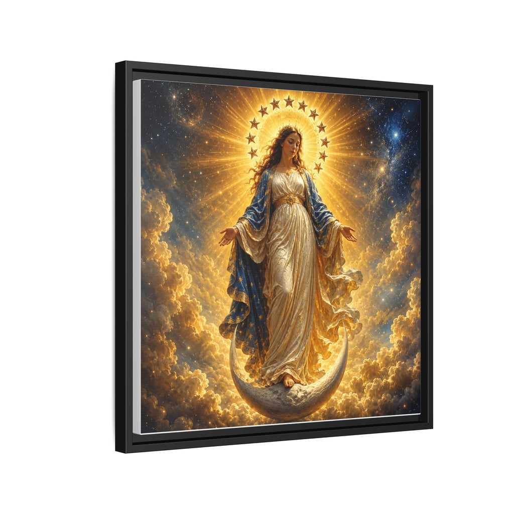 Madonna and Childlike Grace Framed Matte Canvas – Radiant Virgin Mary Wall Art