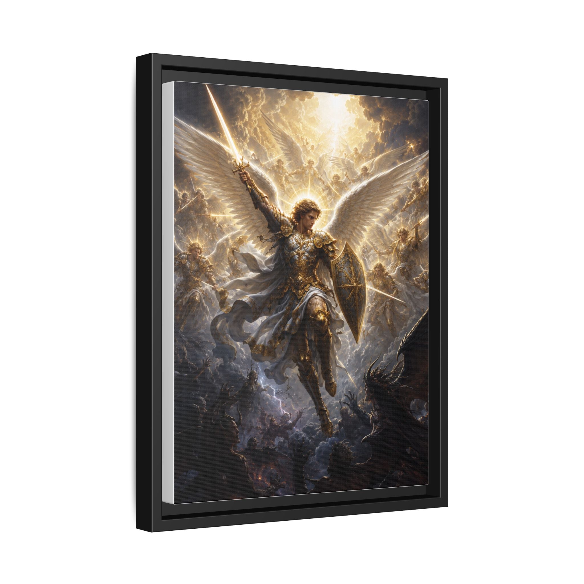 Framed Matte Canvas: Radiant Archangel Wall Art