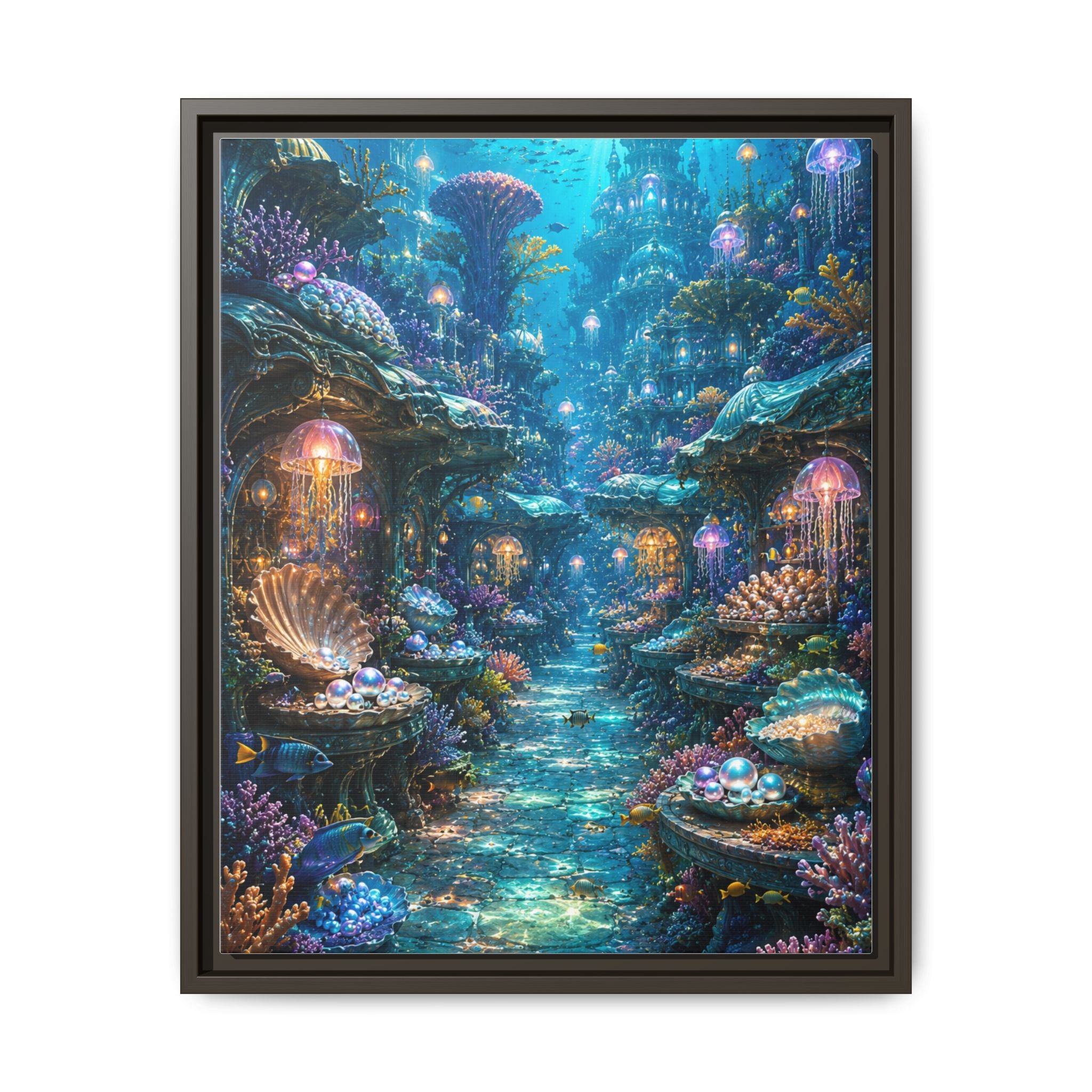 Framed Matte Canvas - Enchanted Underwater Coral Reef Print