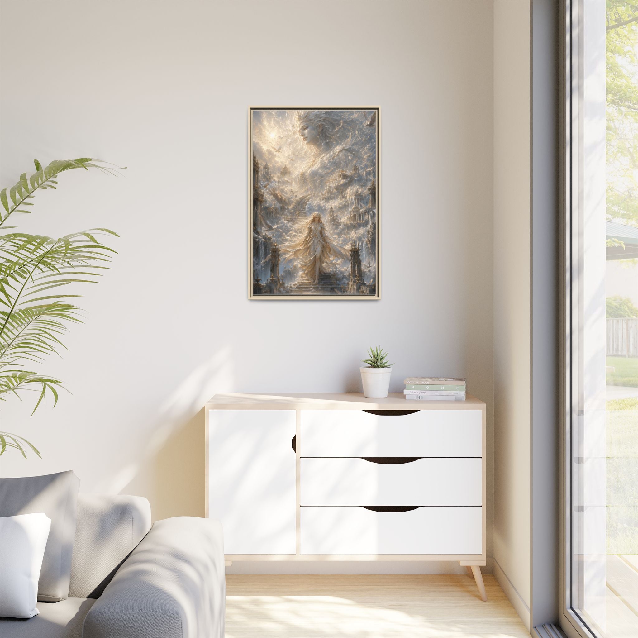 Ethereal Goddess Matte Framed Canvas Art — Dreamlike Fantasy Wall Decor
