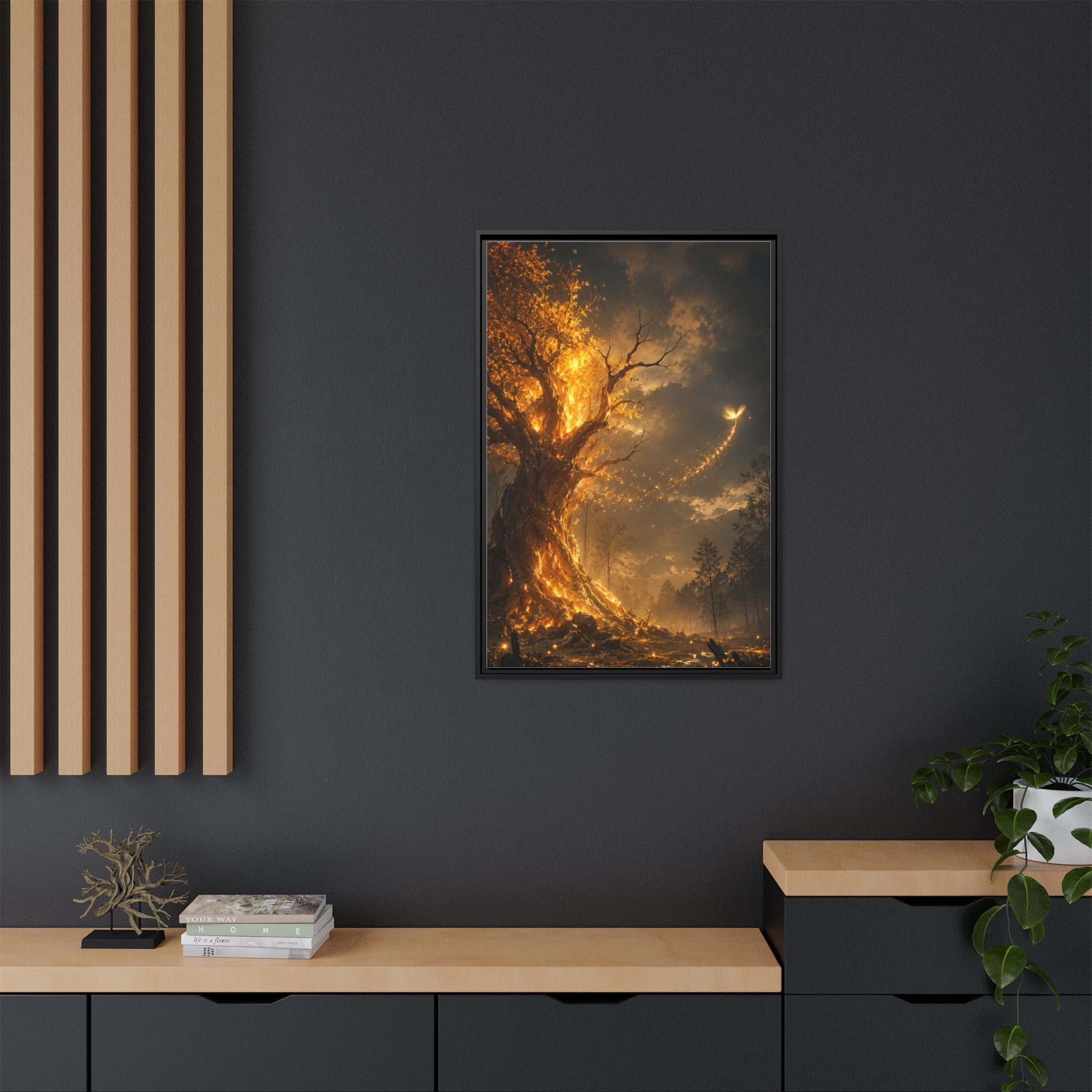 Framed Matte Canvas — Glowing Enchanted Tree Wall Art