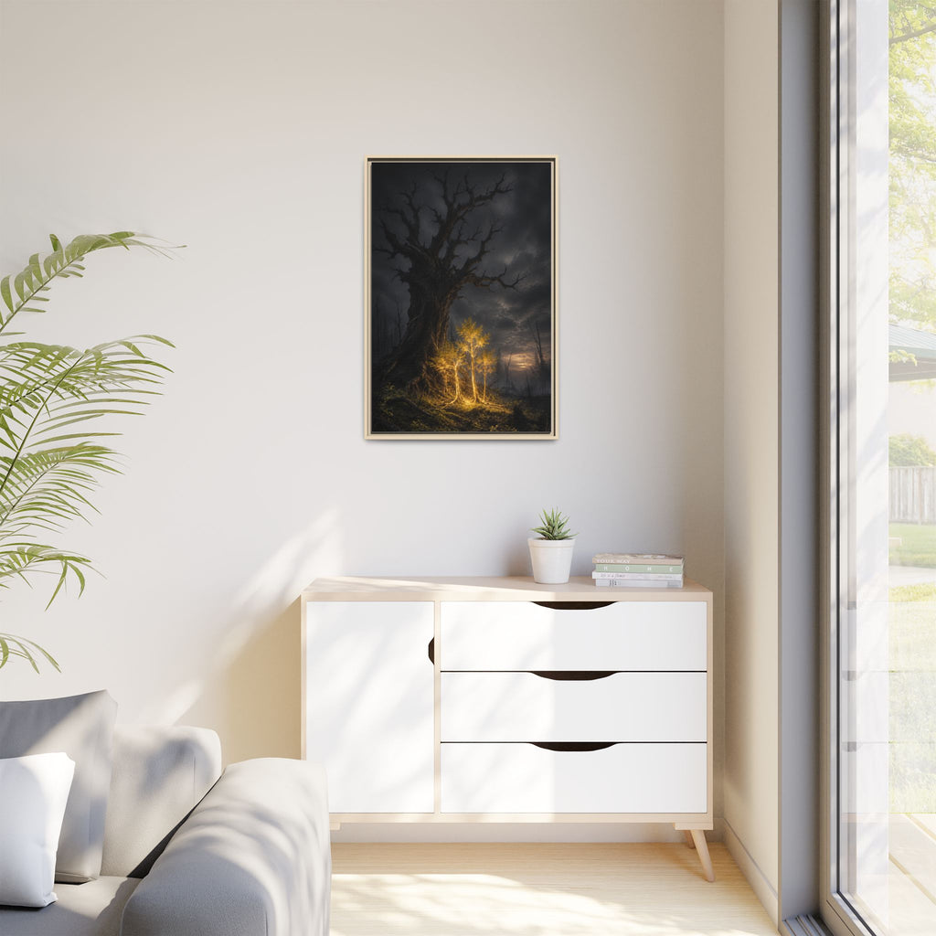 Framed Matte Canvas — Glowing Enchanted Tree Wall Art