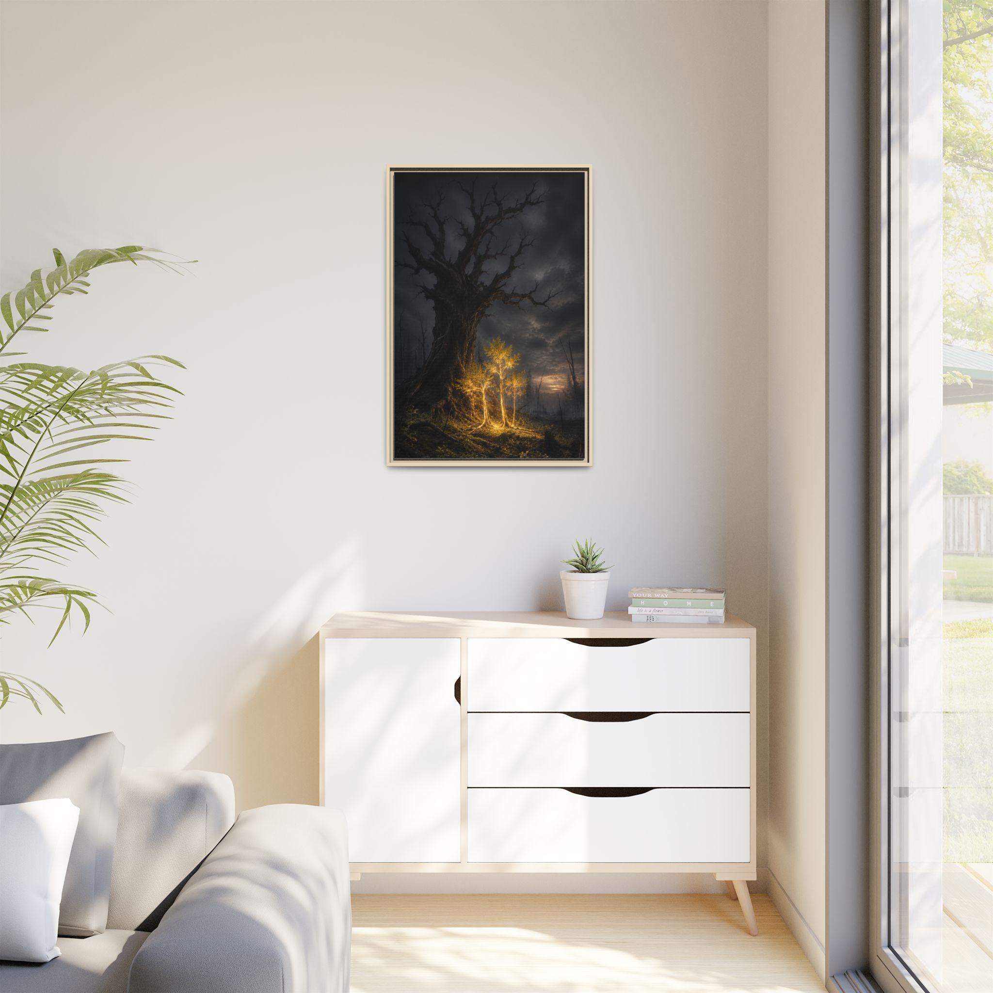 Framed Matte Canvas — Glowing Enchanted Tree Wall Art