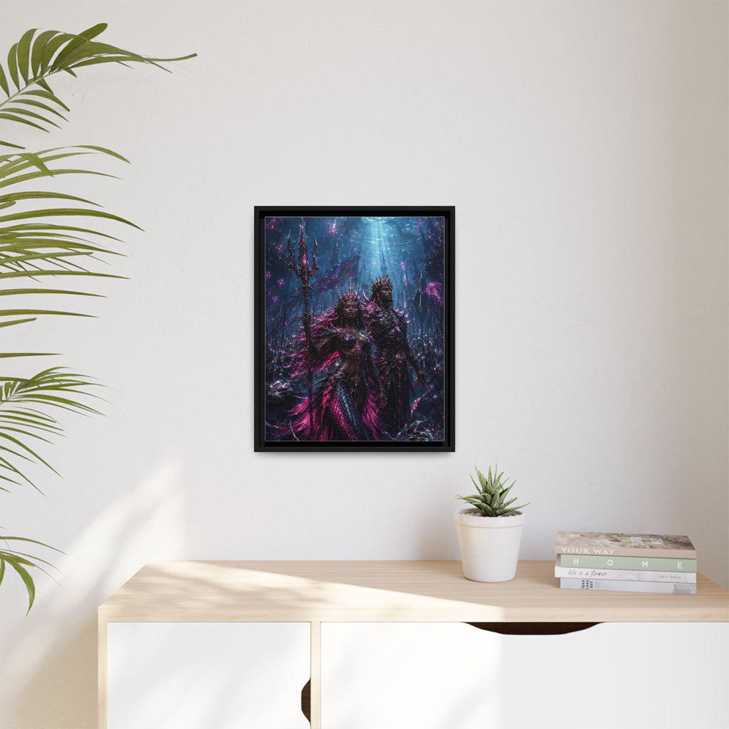 Framed Matte Canvas Print — Mystical Underwater King & Queen Artwork