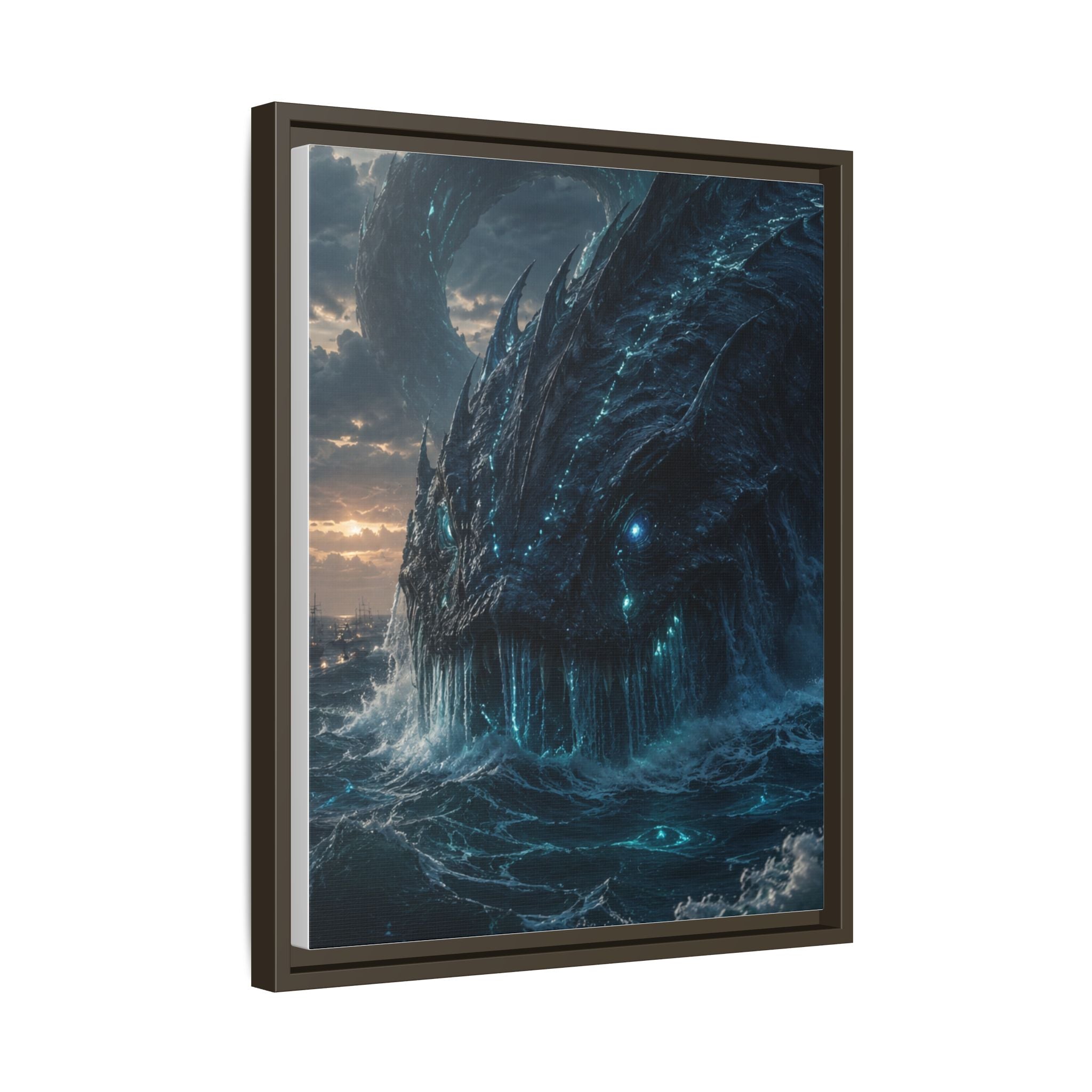 Framed Matte Canvas - Mythic Sea Leviathan Wall Art