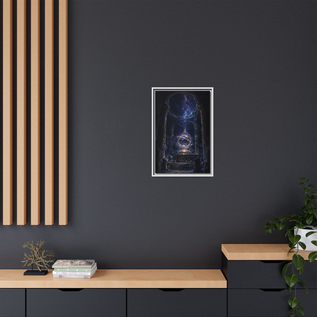 Framed Cosmic Temple Matte Canvas Art — Mystic Astral Orb Wall Decor