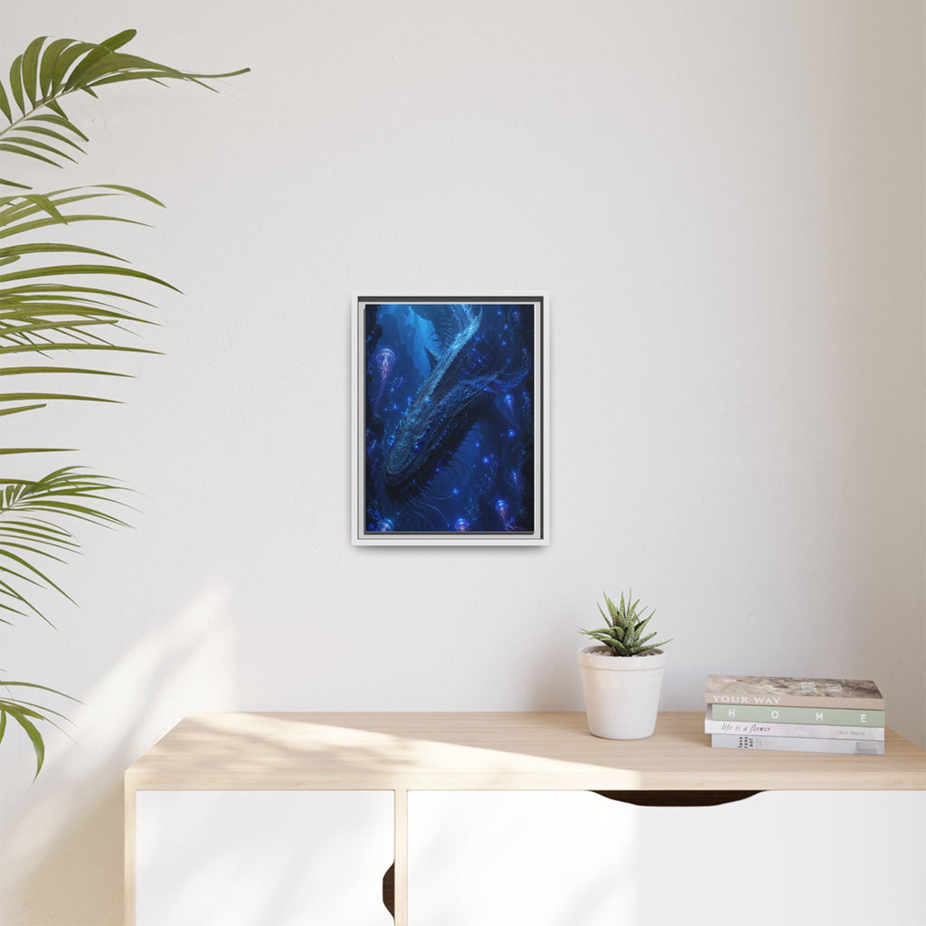 Framed Matte Canvas Art - Deep Sea Leviathan Fantasy Print