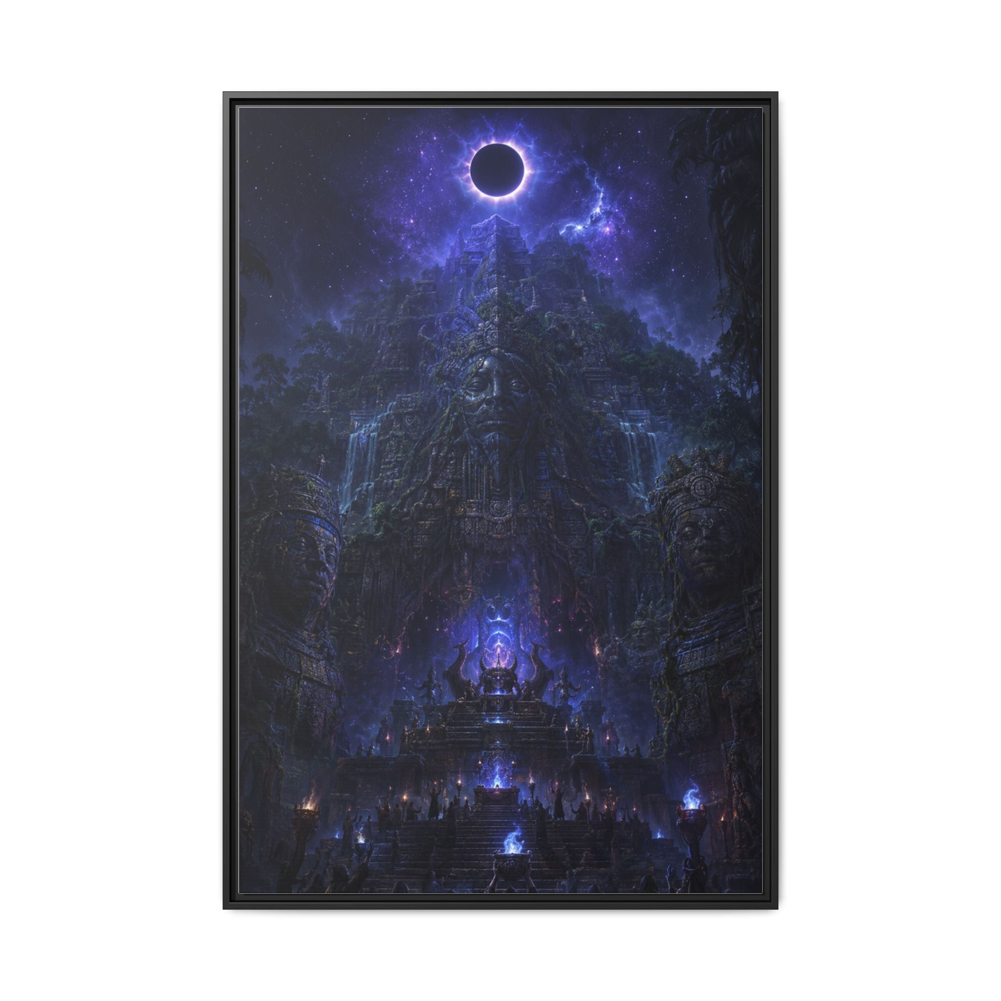 Dark Fantasy Canvas Print — Eclipse Over Mystic Citadel (Framed Matte)