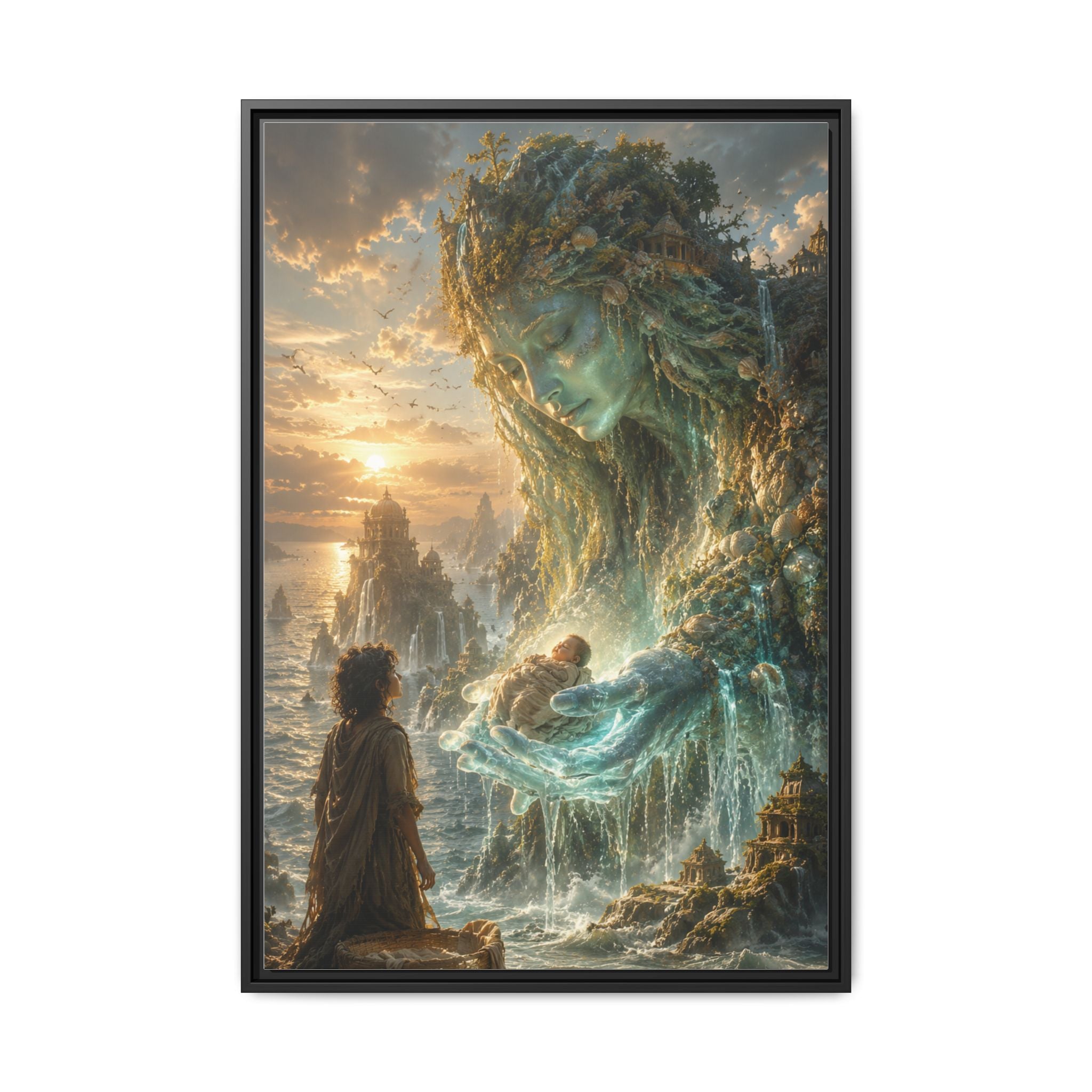 Framed Matte Canvas Print — Ocean Spirit Guardian Fantasy Art
