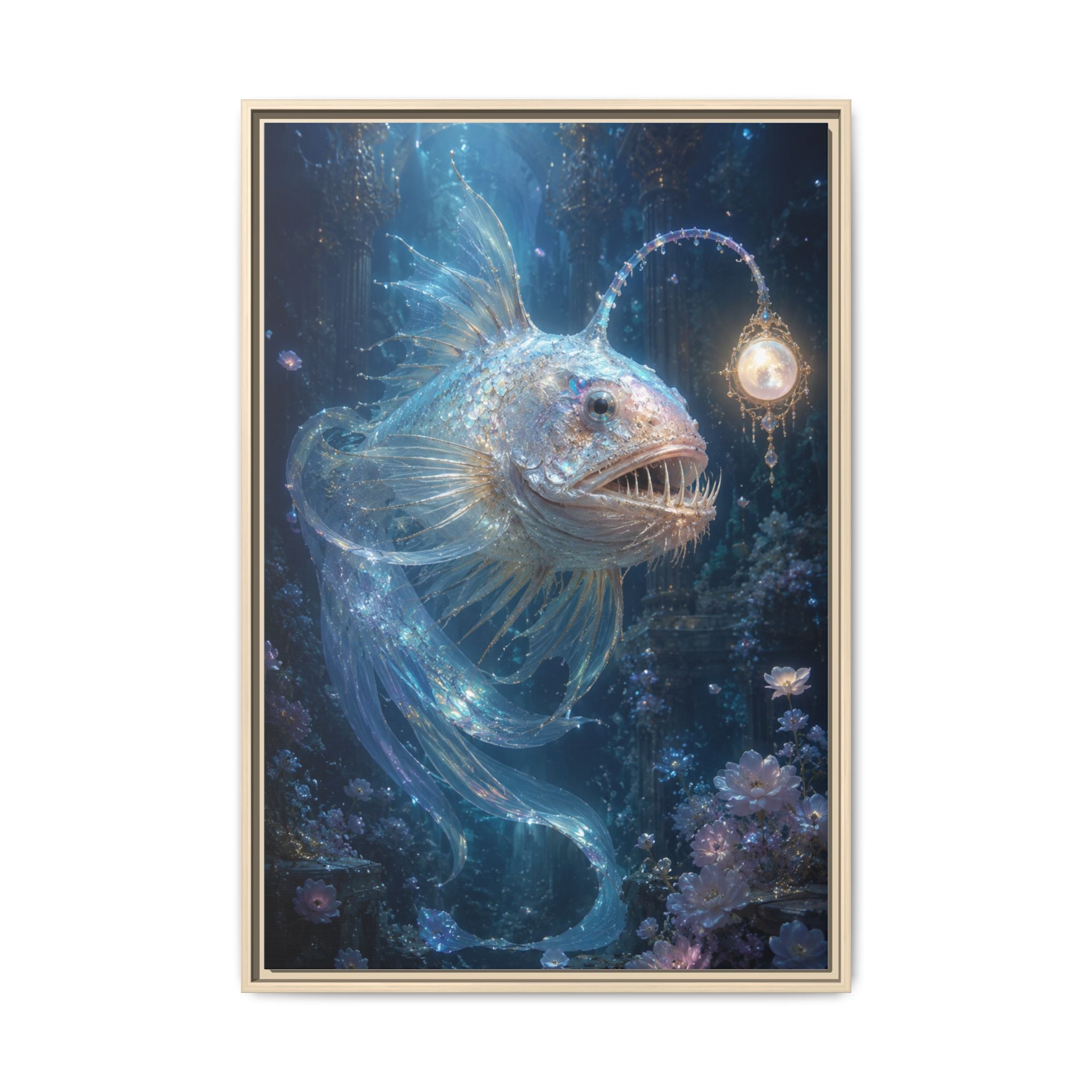 Anglerfish Fantasy Matte Canvas Print — Framed Ocean Wall Art