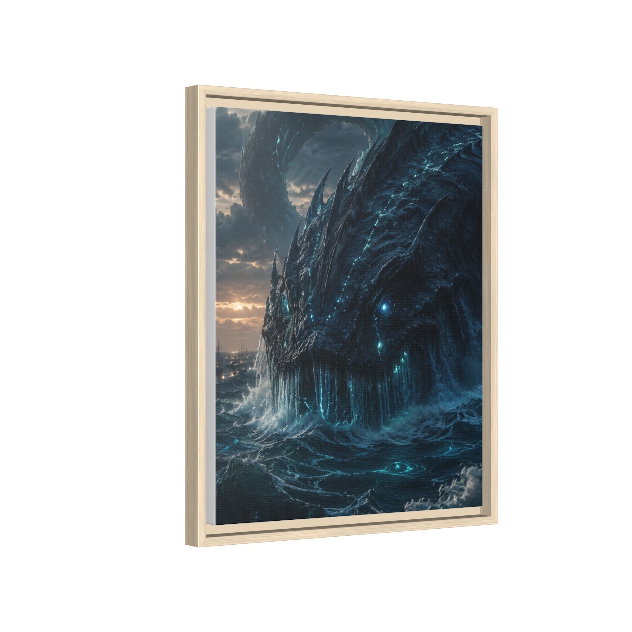 Framed Matte Canvas - Mythic Sea Leviathan Wall Art