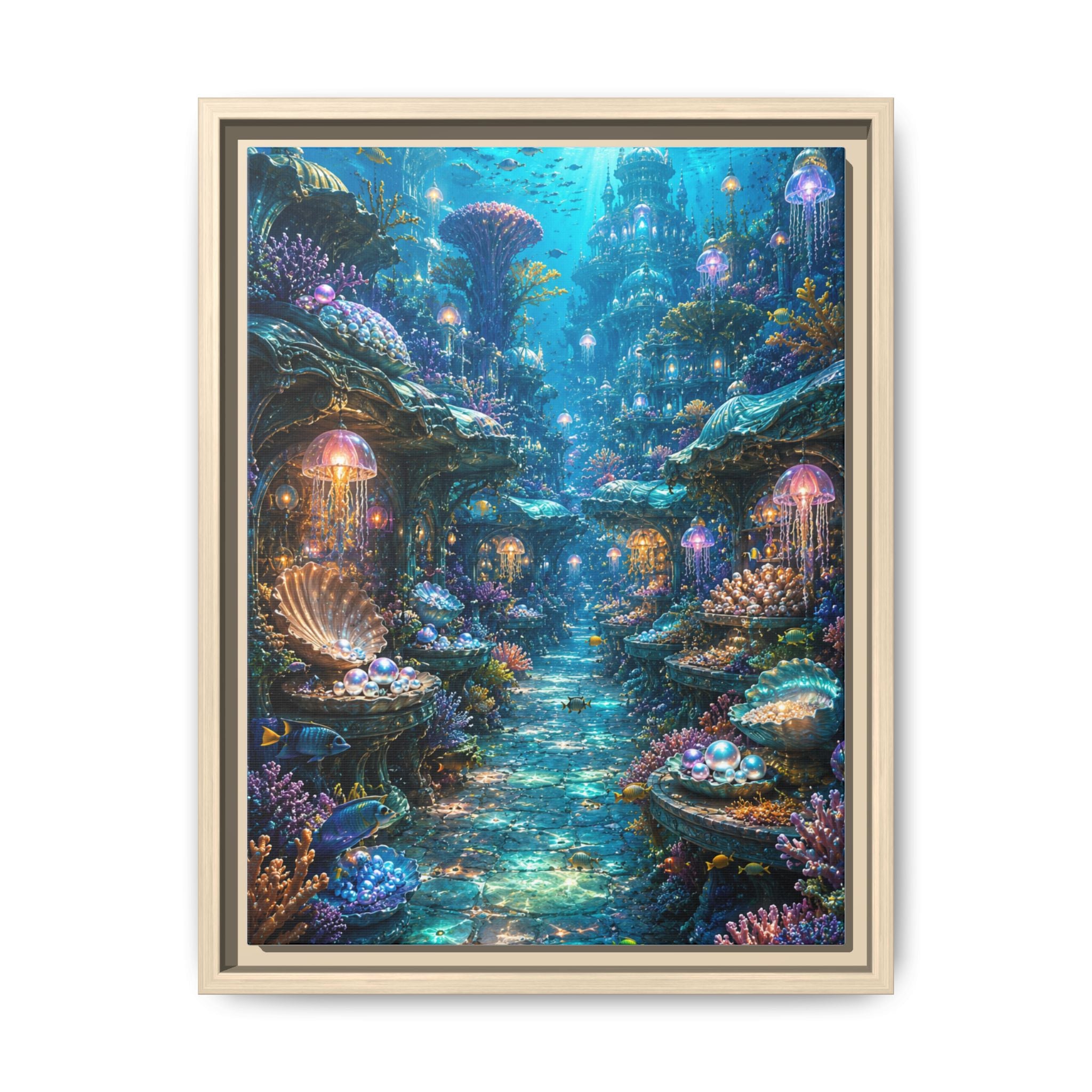Framed Matte Canvas - Enchanted Underwater Coral Reef Print