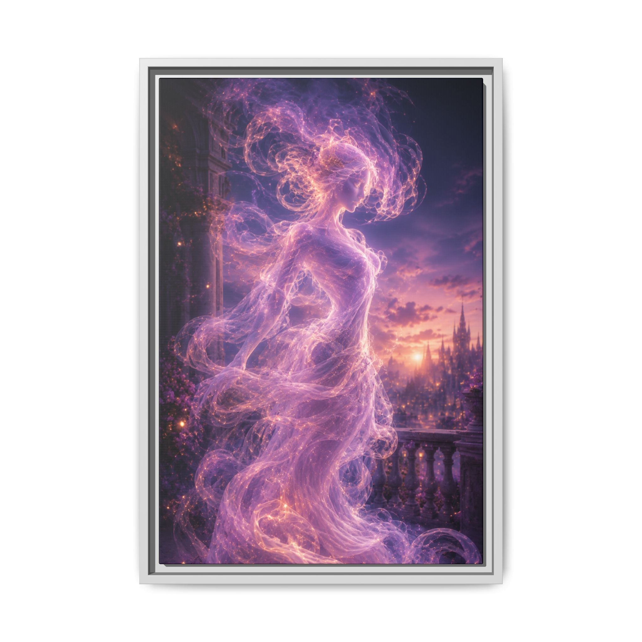 Framed Floral Canvas Wall Art — Vintage Garden Nightscape