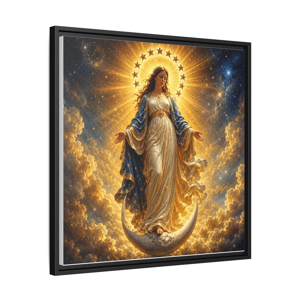 Madonna and Childlike Grace Framed Matte Canvas – Radiant Virgin Mary Wall Art