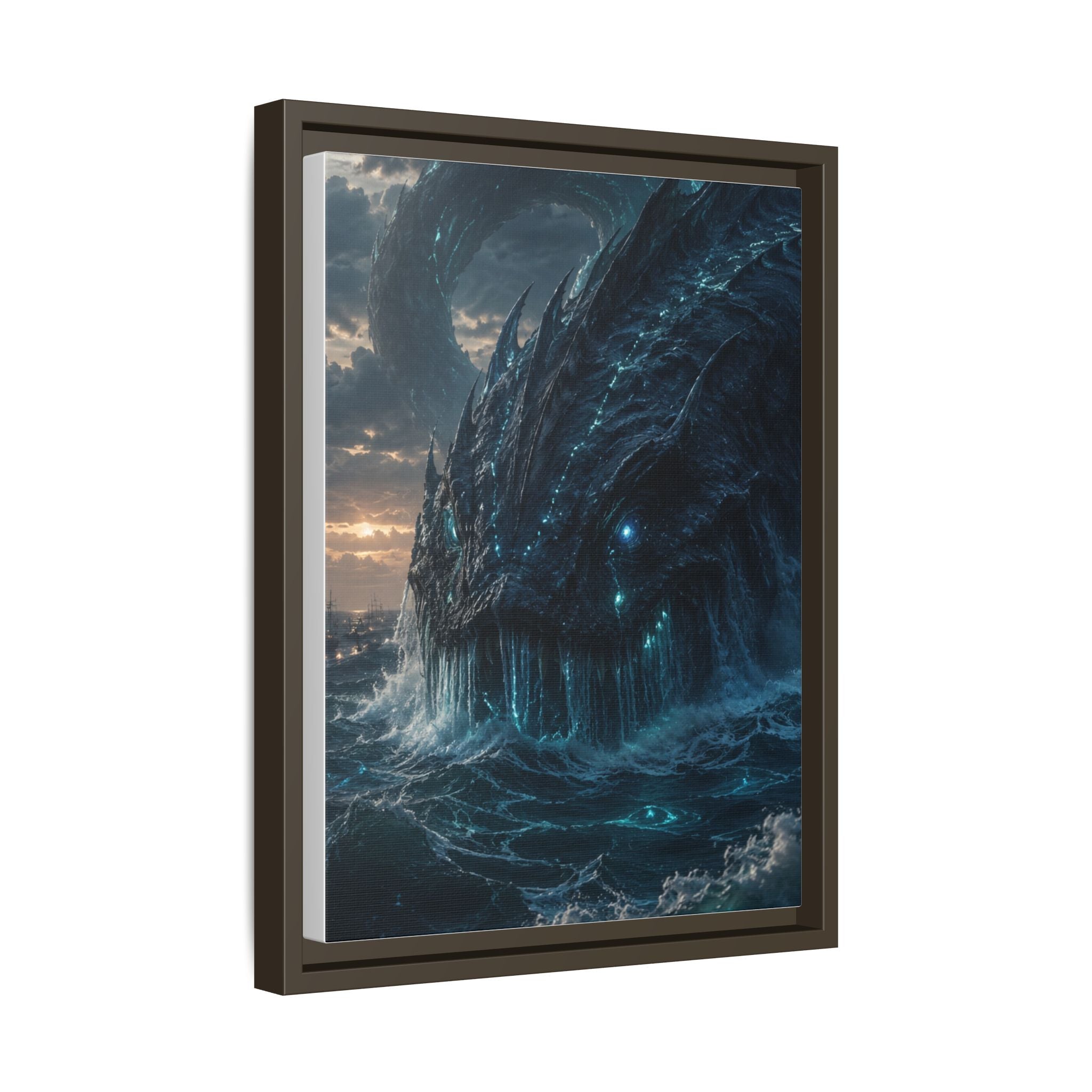 Framed Matte Canvas - Mythic Sea Leviathan Wall Art