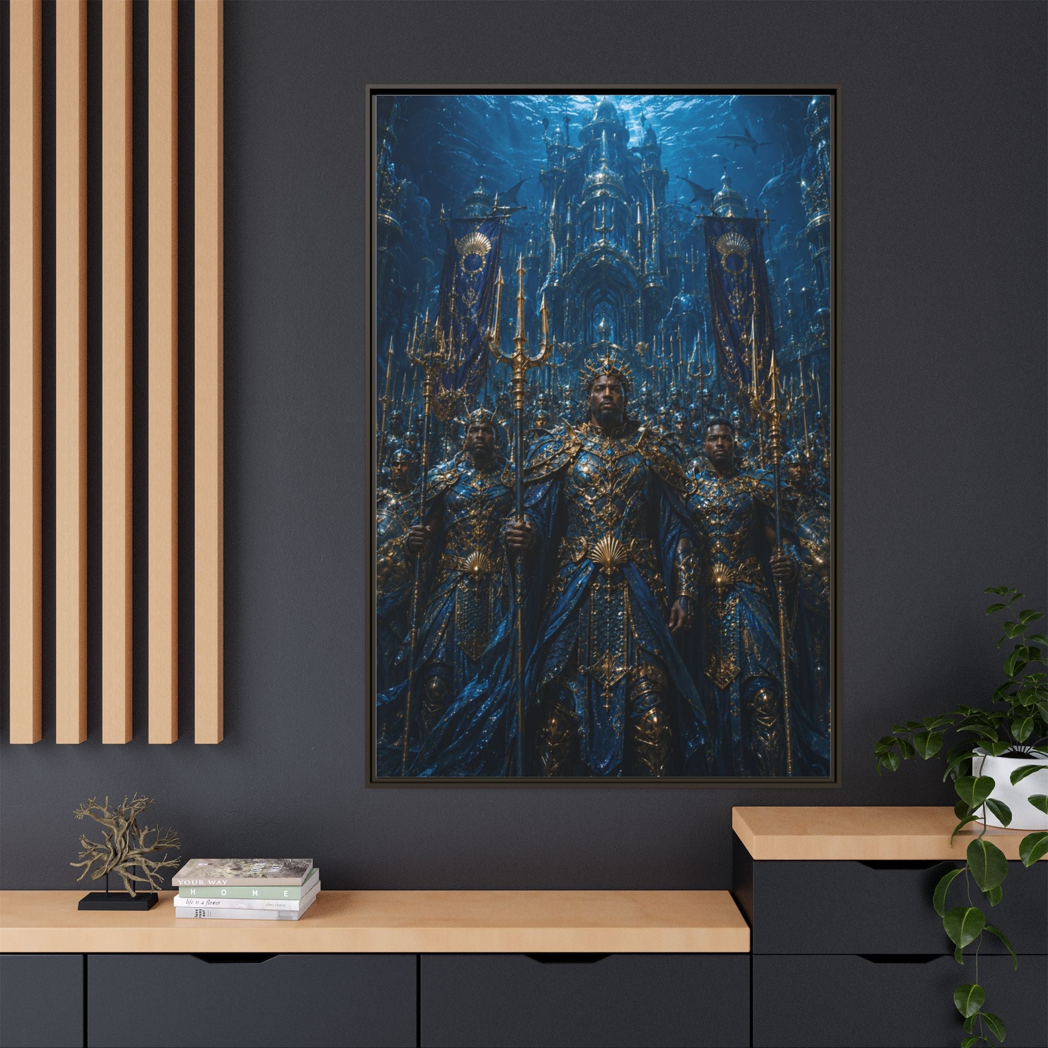 Framed Matte Canvas - Underwater King Artwork