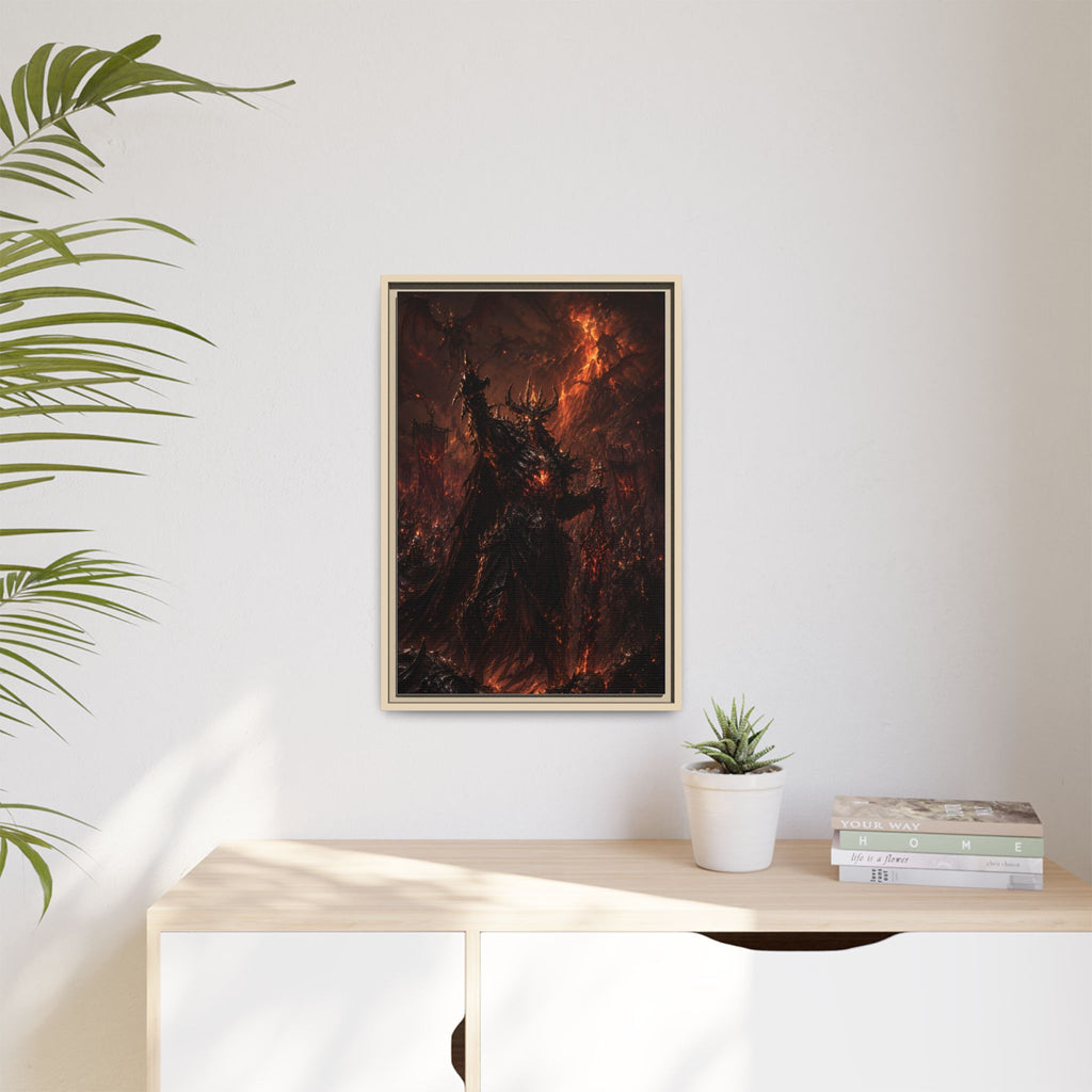 Framed Matte Canvas: Infernal Dark Lord Fantasy Wall Art