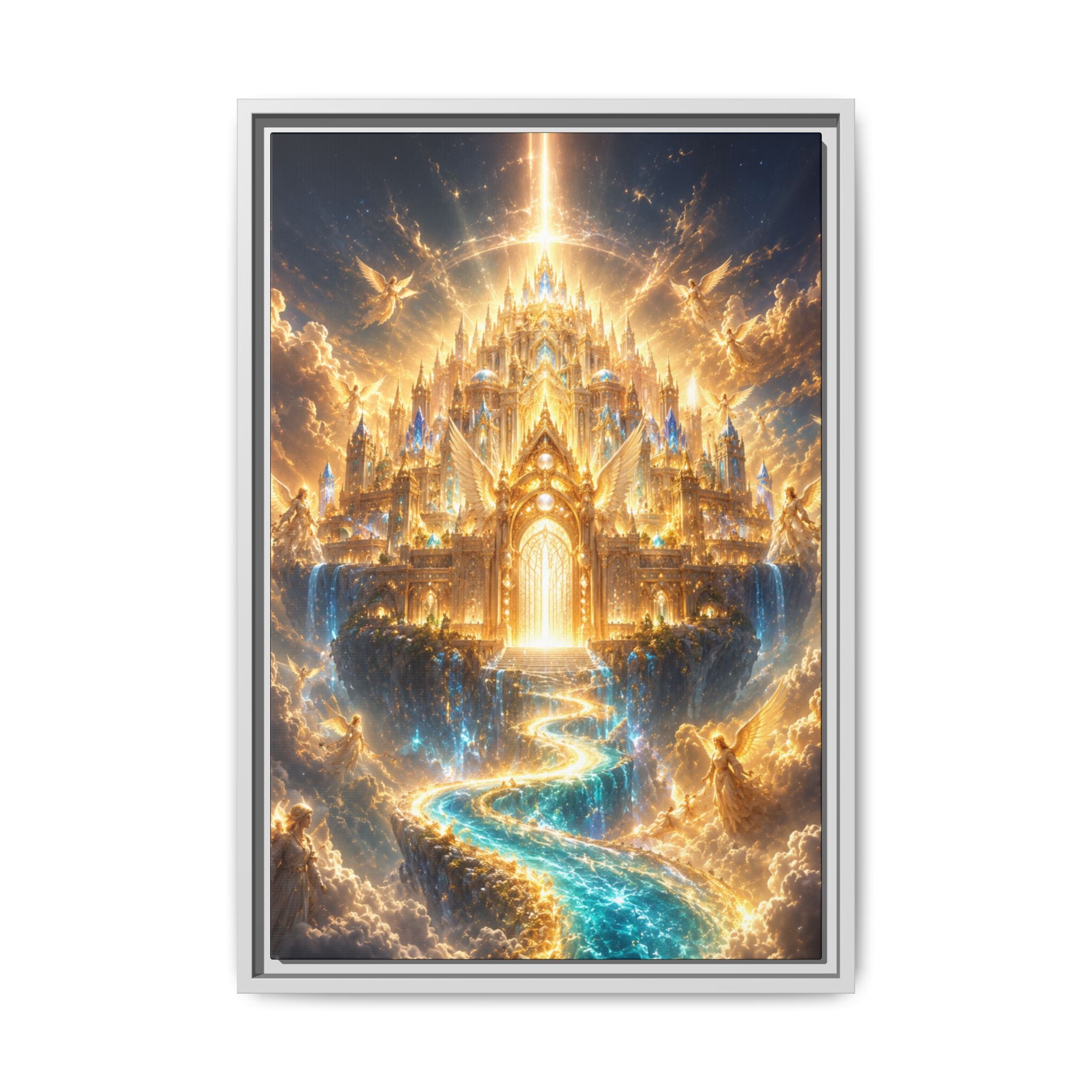 Golden Celestial Castle Fine Art Paper Print Wall Art