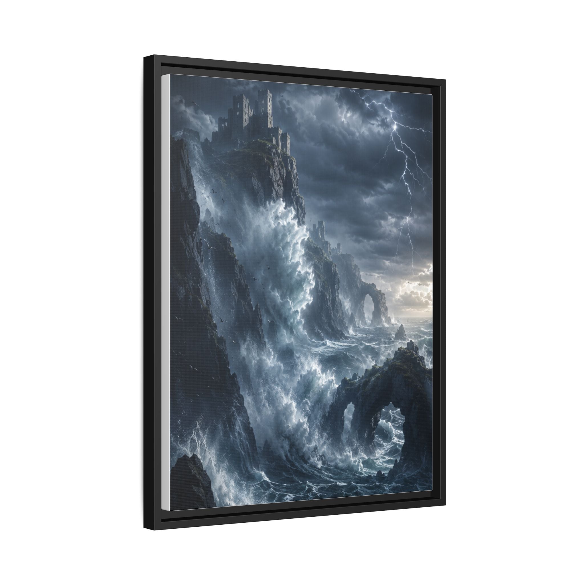 Framed Matte Canvas - Stormy Ocean Fantasy Wall Art