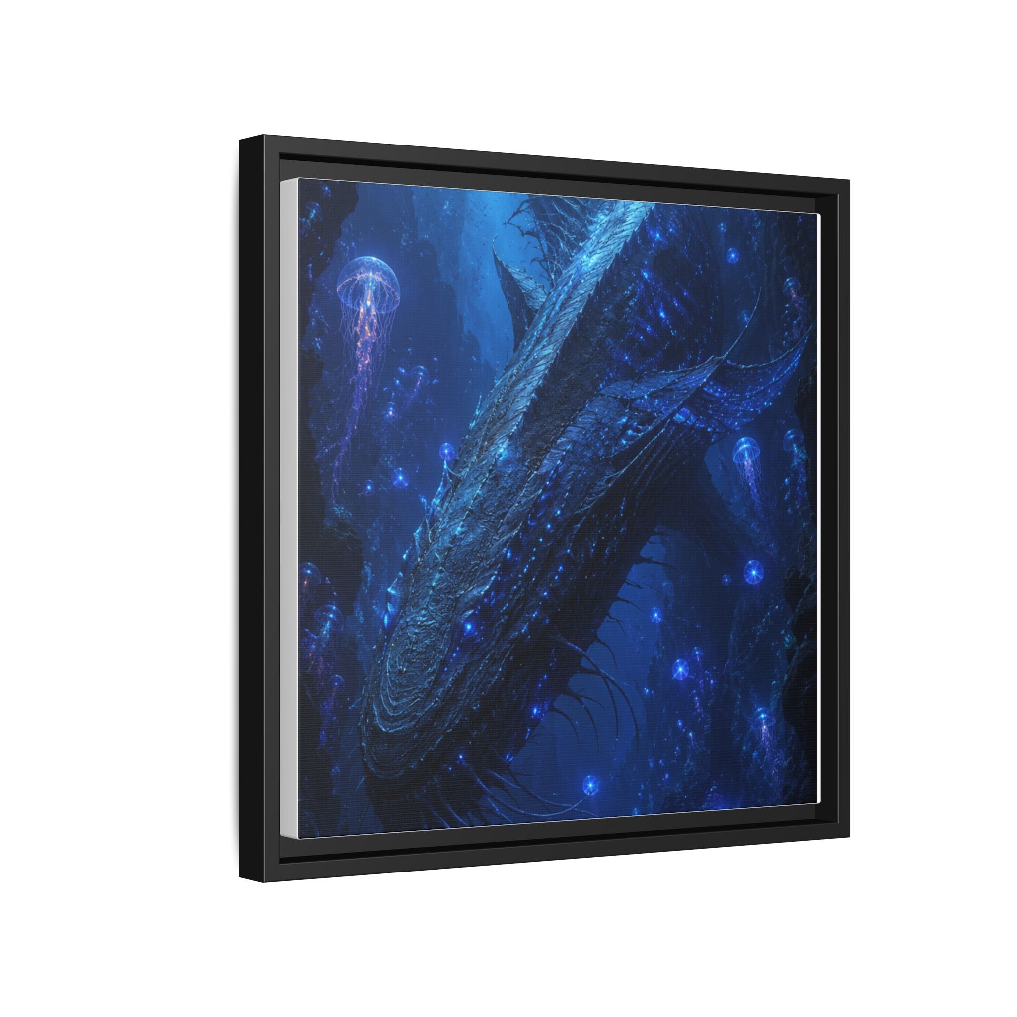 Framed Matte Canvas Art - Deep Sea Leviathan Fantasy Print