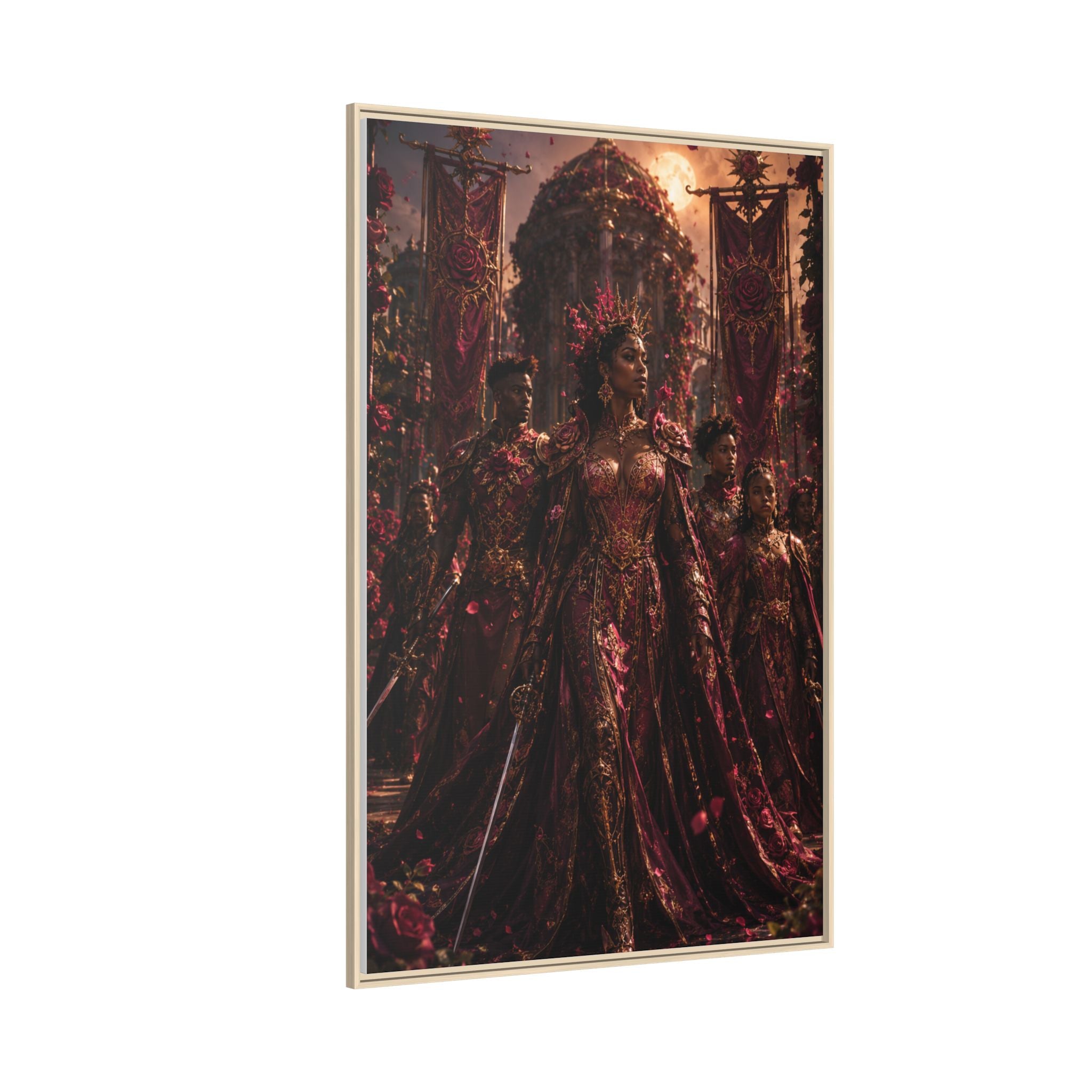 Framed Matte Canvas Art — Regal Fantasy Queen Portrait
