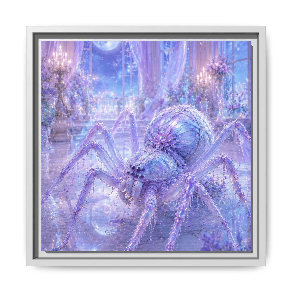 Moonlit Spider Fantasy Canvas Print — Lavender Enchanted Wall Art (Framed)