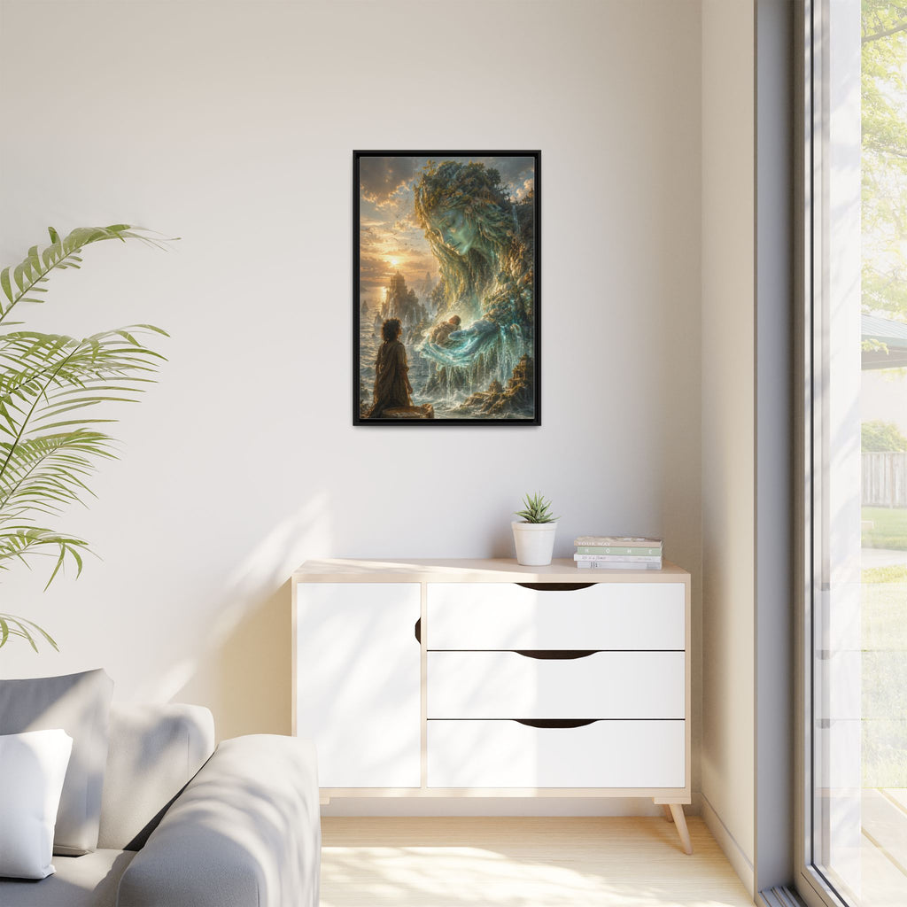 Framed Matte Canvas Print — Ocean Spirit Guardian Fantasy Art
