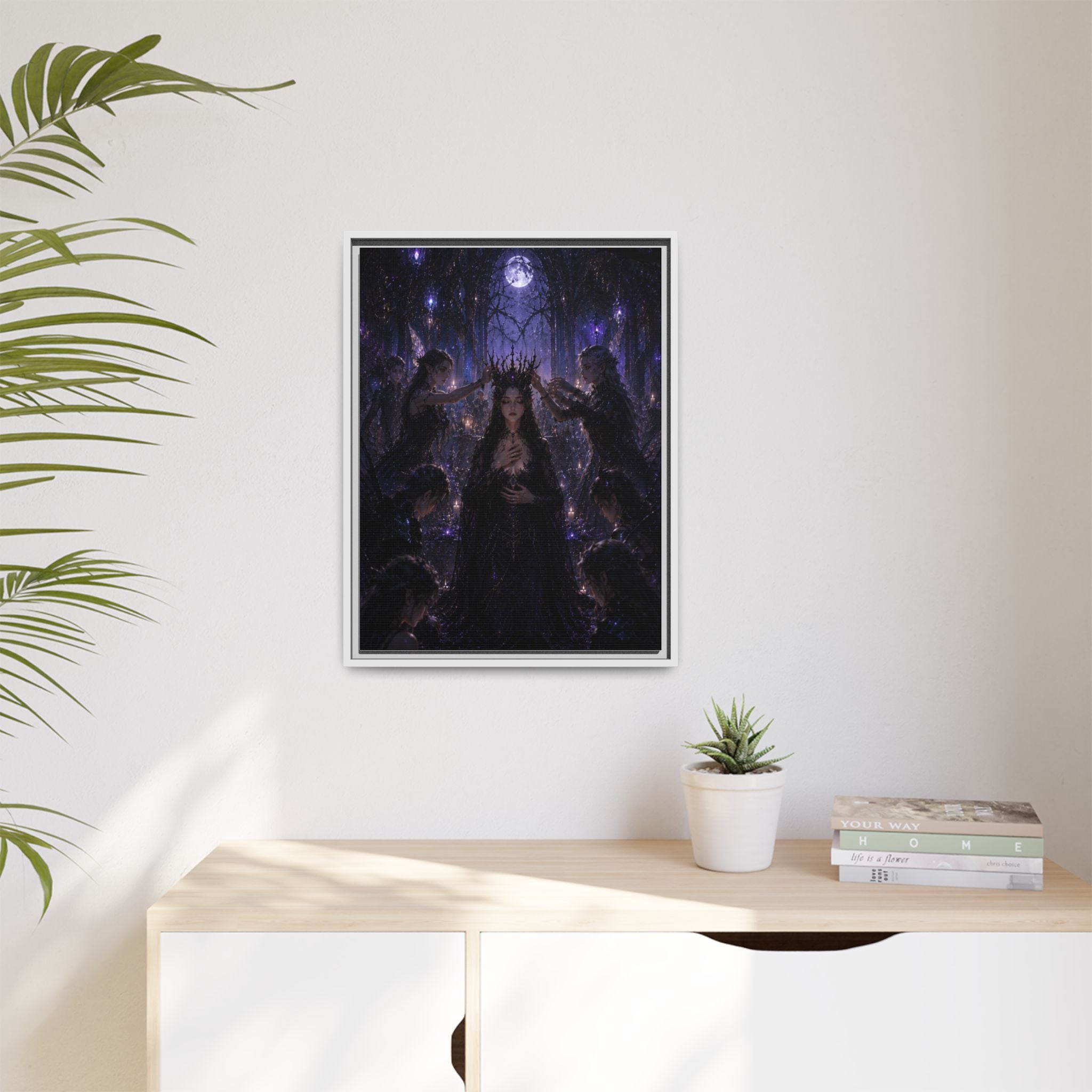 Gothic Moon Queen Framed Canvas Print