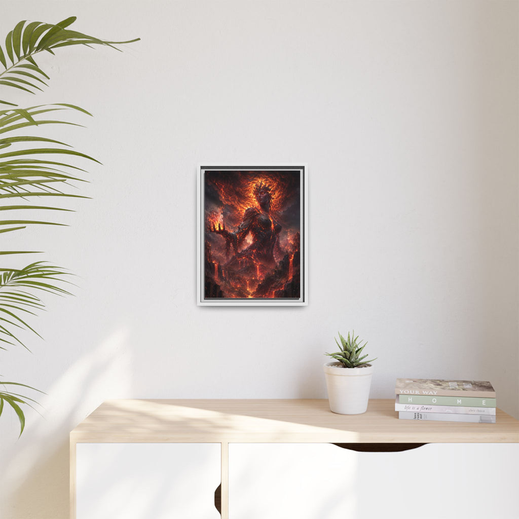 Framed Matte Canvas — Fiery Demon Goddess Wall Art
