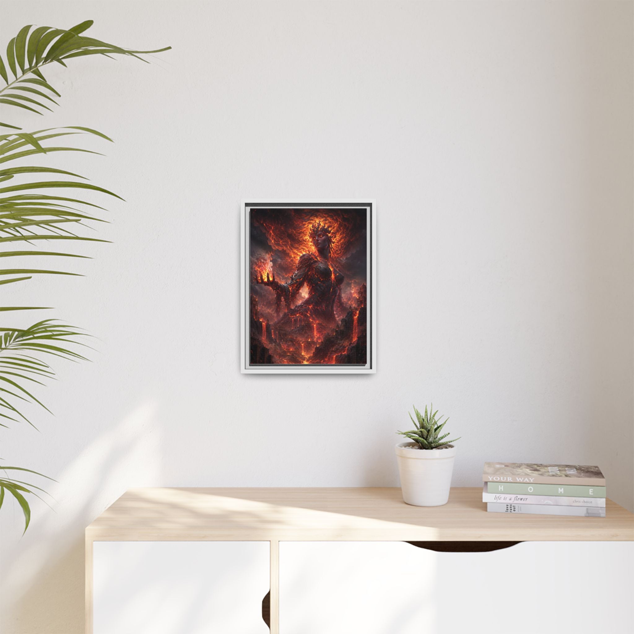 Framed Matte Canvas — Fiery Demon Goddess Wall Art