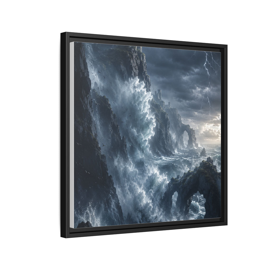 Framed Matte Canvas - Stormy Ocean Fantasy Wall Art