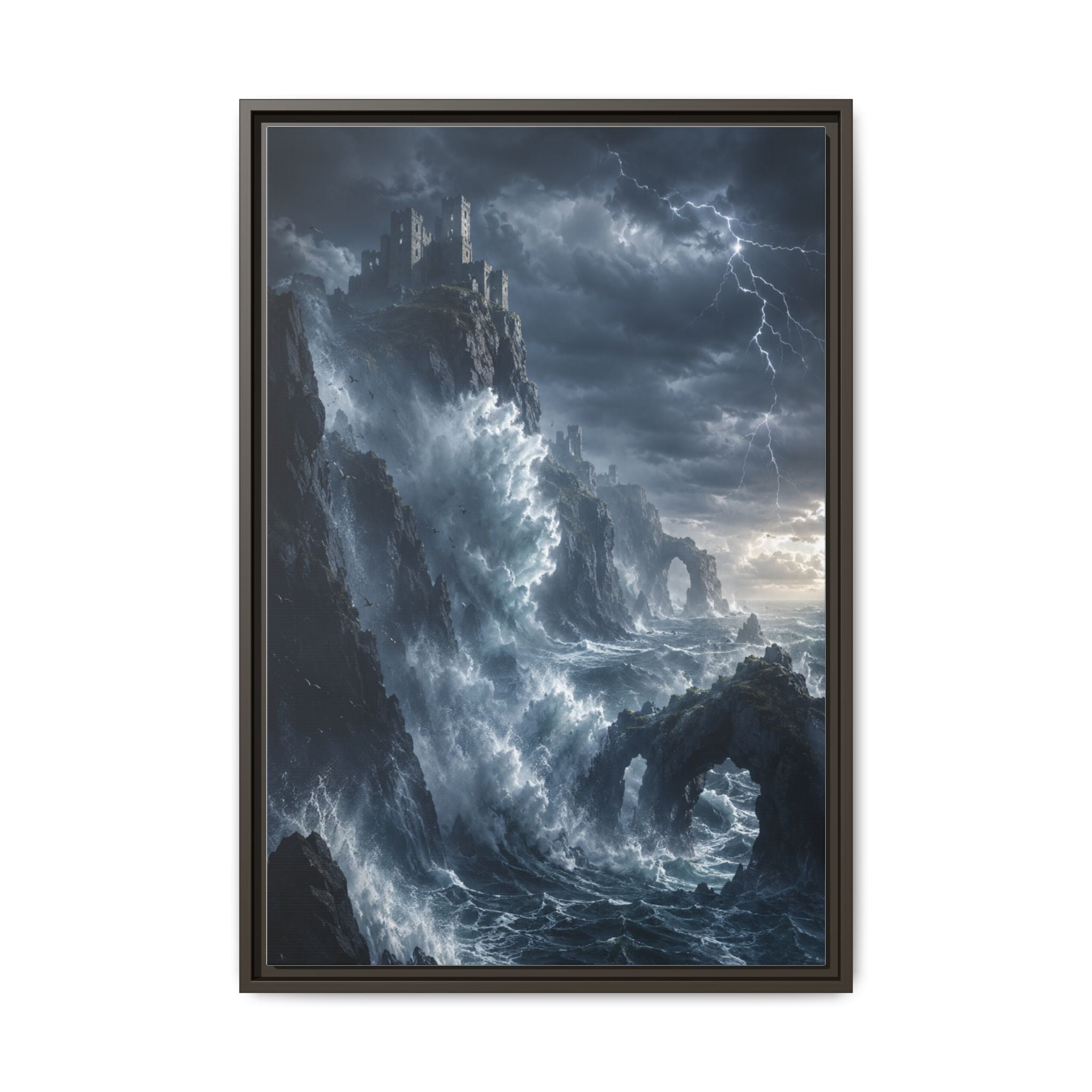 Framed Matte Canvas - Stormy Ocean Fantasy Wall Art