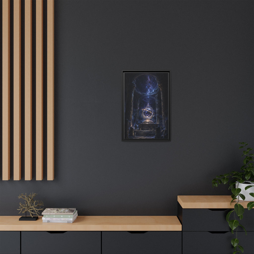 Framed Cosmic Temple Matte Canvas Art — Mystic Astral Orb Wall Decor