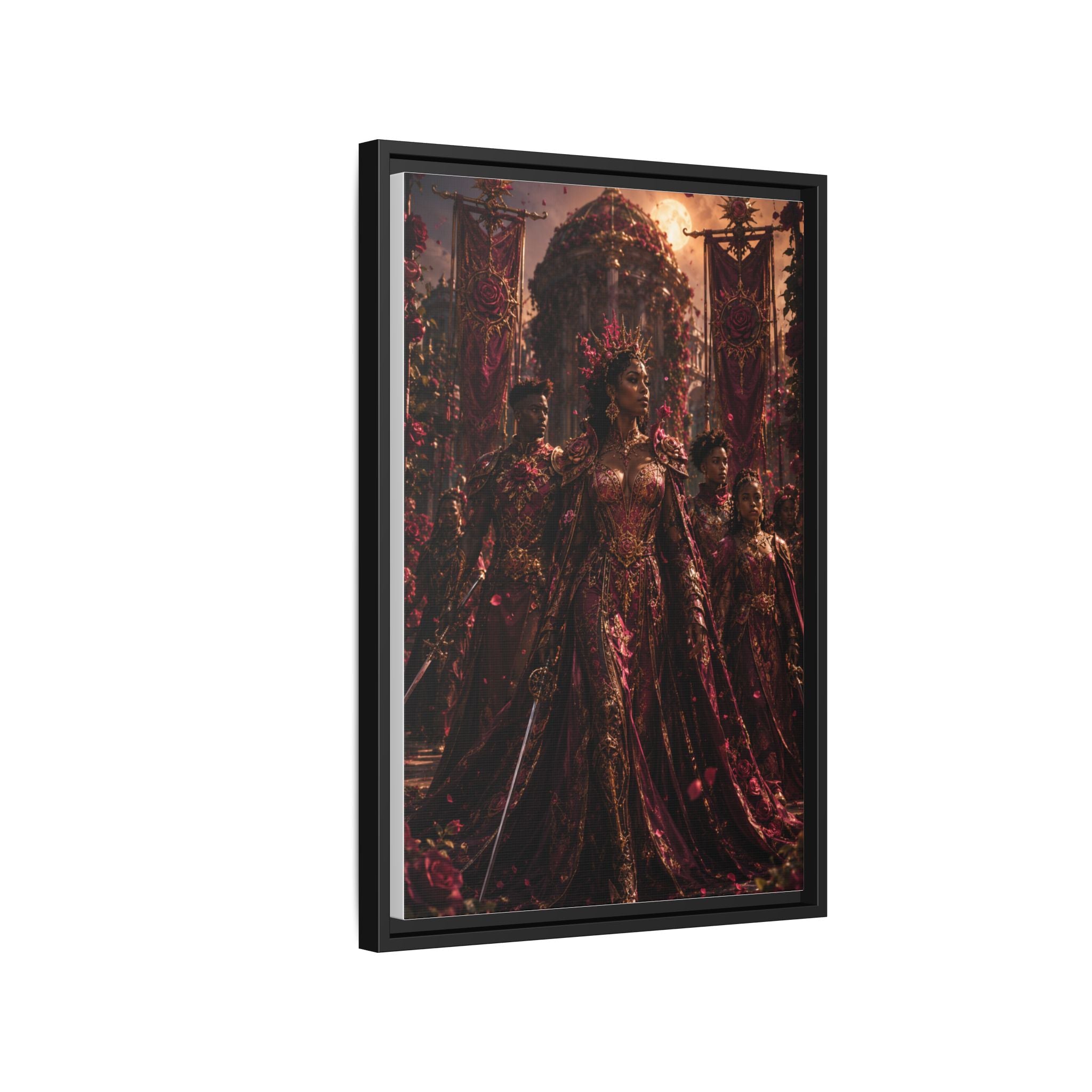 Framed Matte Canvas Art — Regal Fantasy Queen Portrait