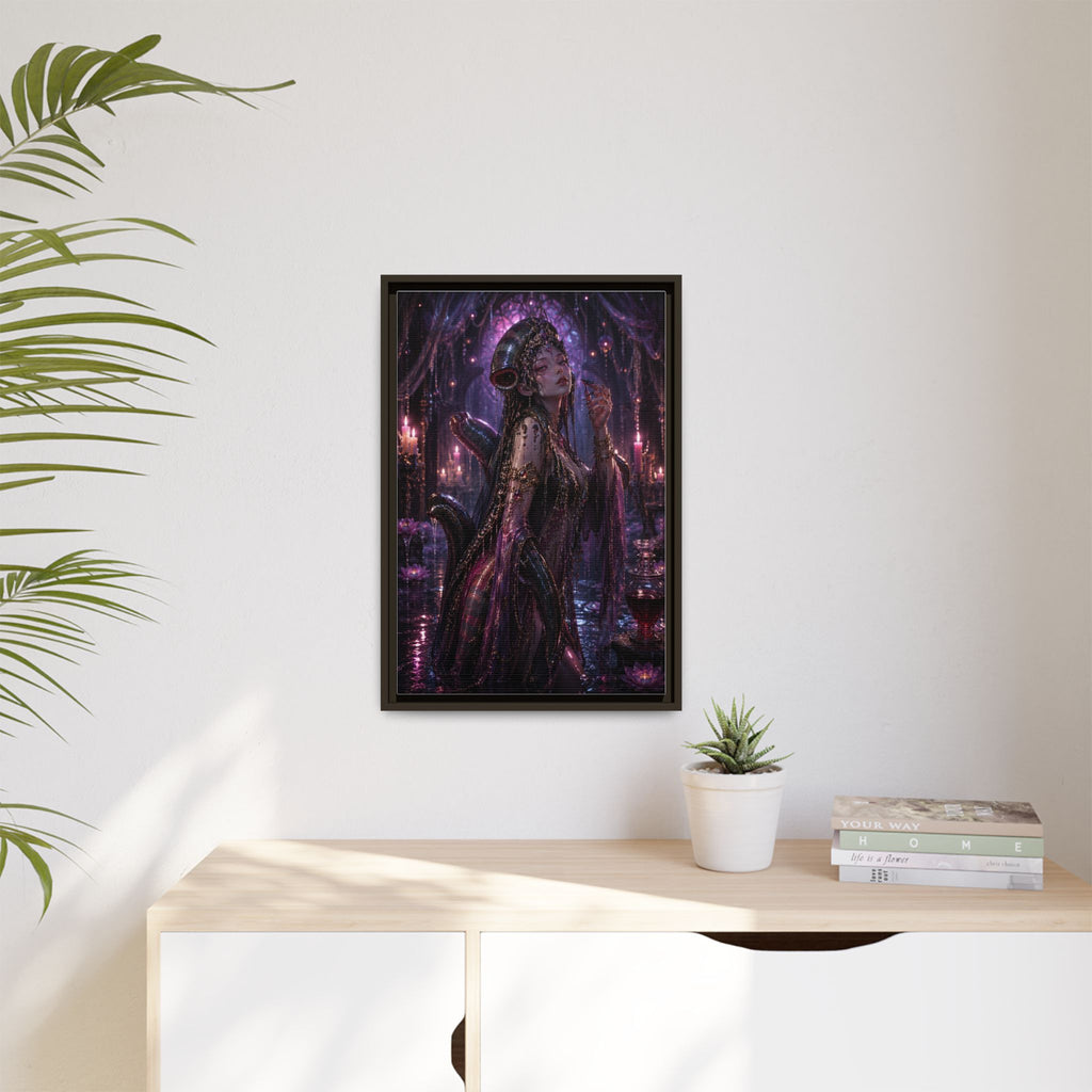 Gothic Fantasy Goddess Matte Canvas Print — Framed Dark Purple Wall Art