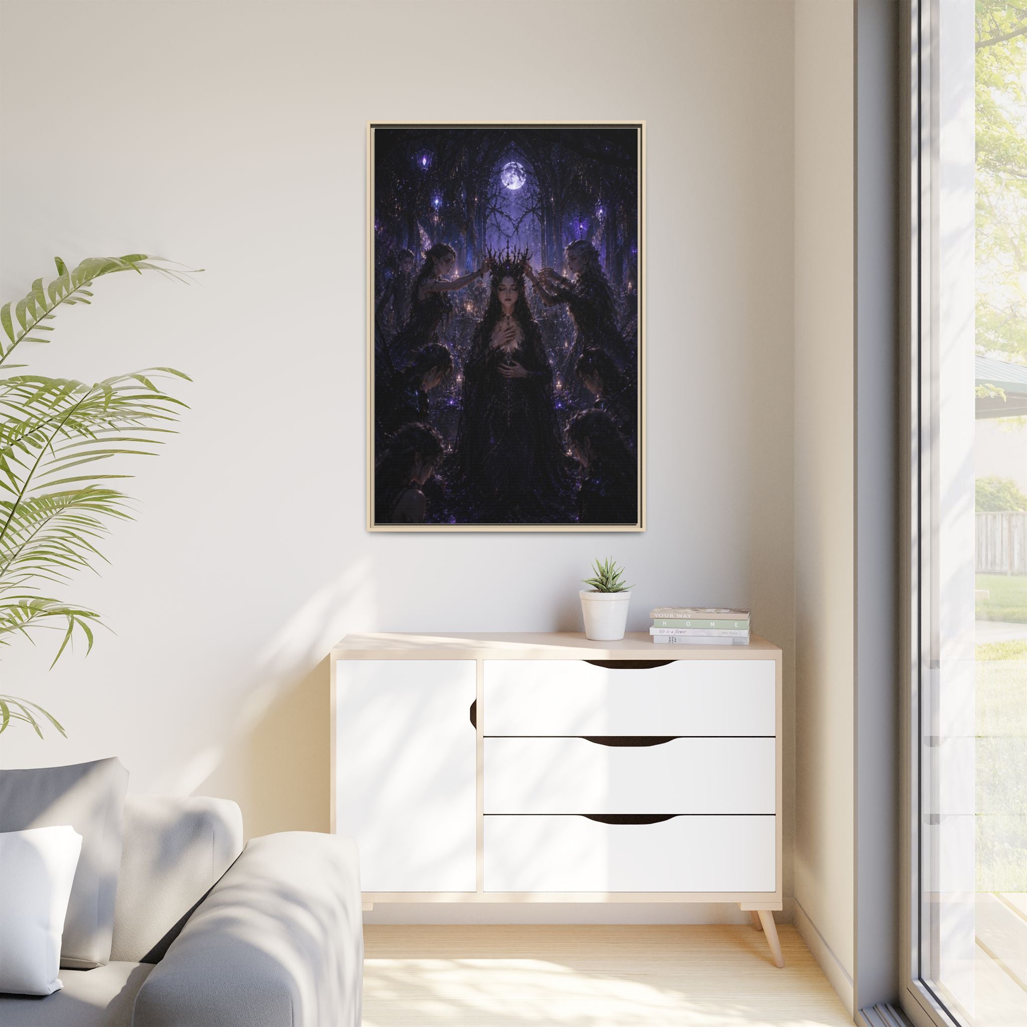 Gothic Moon Queen Framed Canvas Print
