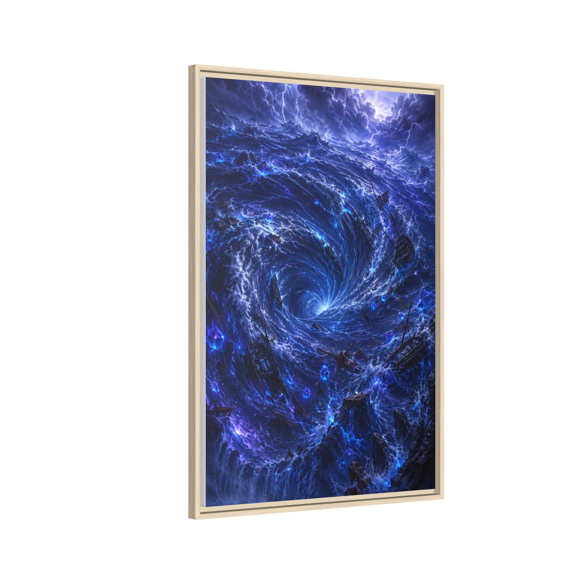Framed Matte Canvas - Blue Cosmic Vortex Wall Art